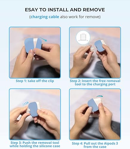 Miniatura 7 de Compatible con Airpods 3, funda protectora de silicona de triple capa para AirPods de 3 generación (lanzado en 2021), funda de carga, a prueba de