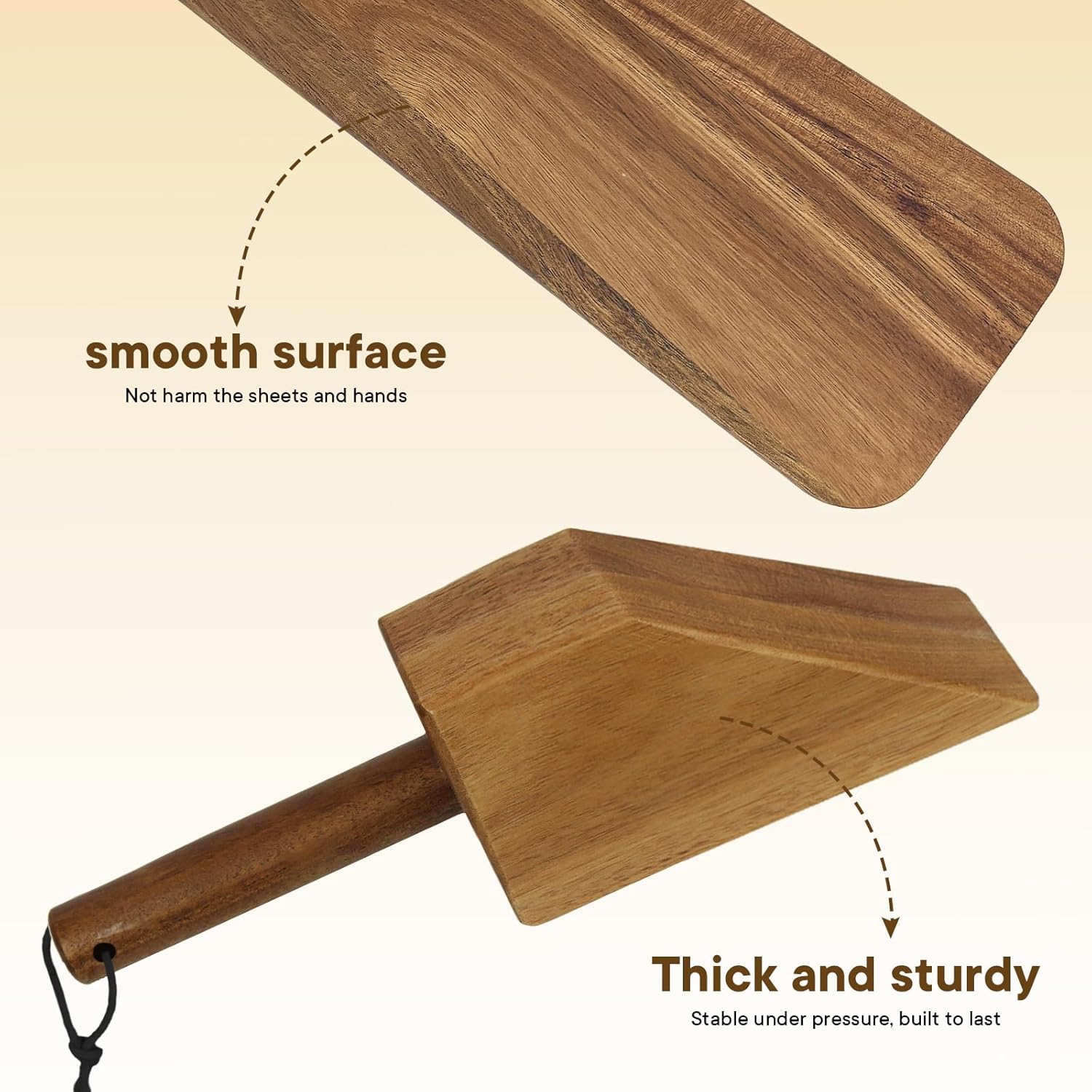 Acacia Wood Mattress Lifter Tool for Changing Sheets, Easy Lever-Action Lift & Comfort Grip, Sturdy Wooden Design for Seniors, Caregivers, Housekeepers, Daily Bed Making & Sheet Tucking
