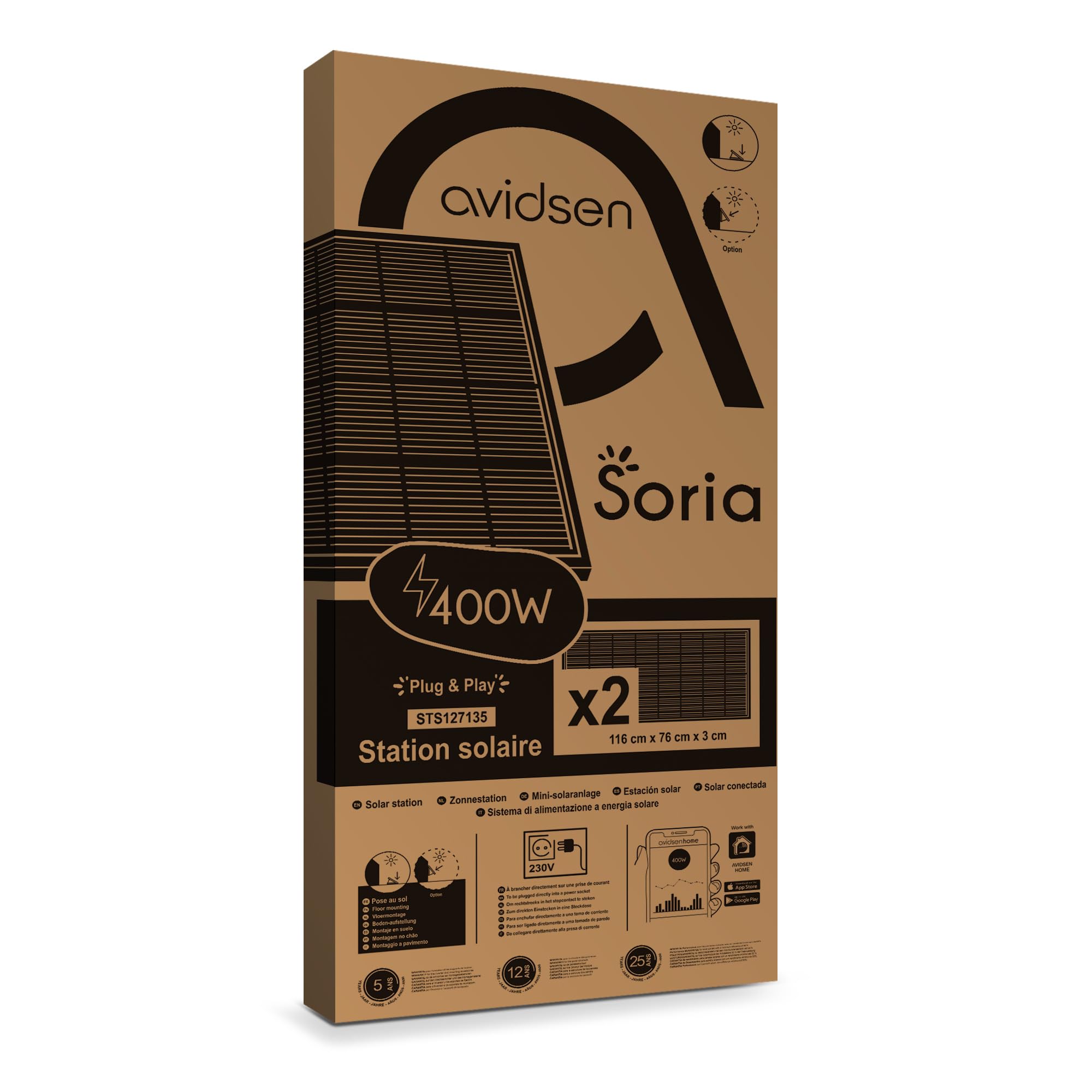 Kit solare Soria 400W plug and play con montaggio a terra - Avidsen - 127135