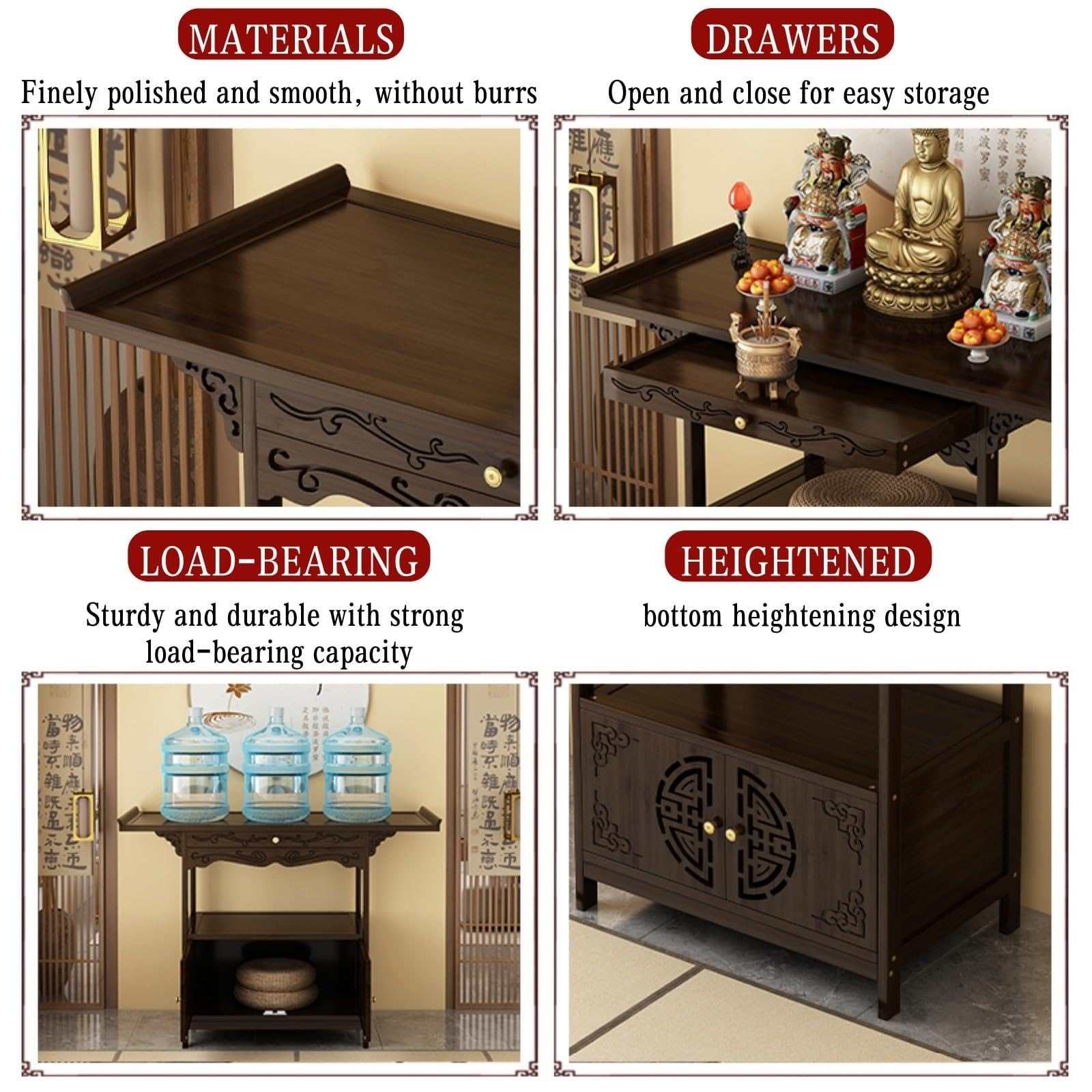 Mesa De Altar Con Almacenamiento, Gabinete De Santuario Moderno Con Puerta