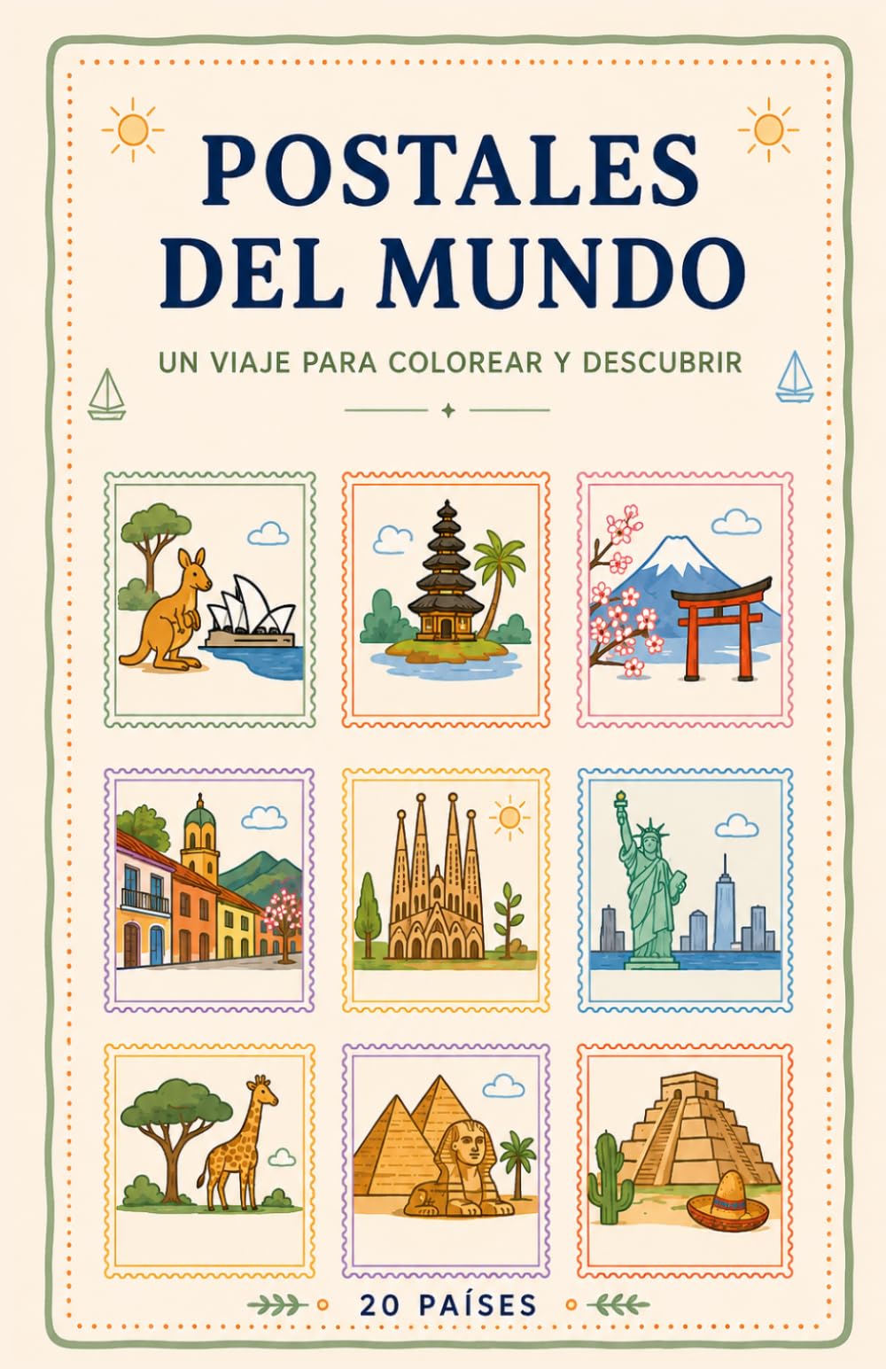 Postales del Mundo: Un viaje para colorear y descubrir (COLECCION DESCUBRIENDO EL MUNDO)
