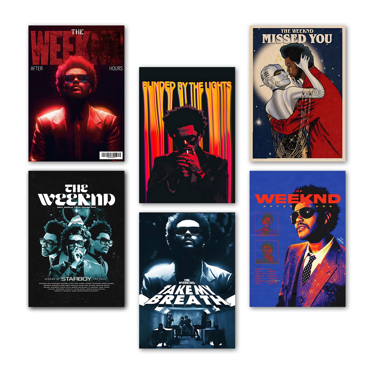 Wallgasm The Weeknd Posters - Set of 6, 8x12 inch (A4 Size) 300 GSM | Music, Pop, RnB Posters, for Room, Aesthetic Room Decor Item