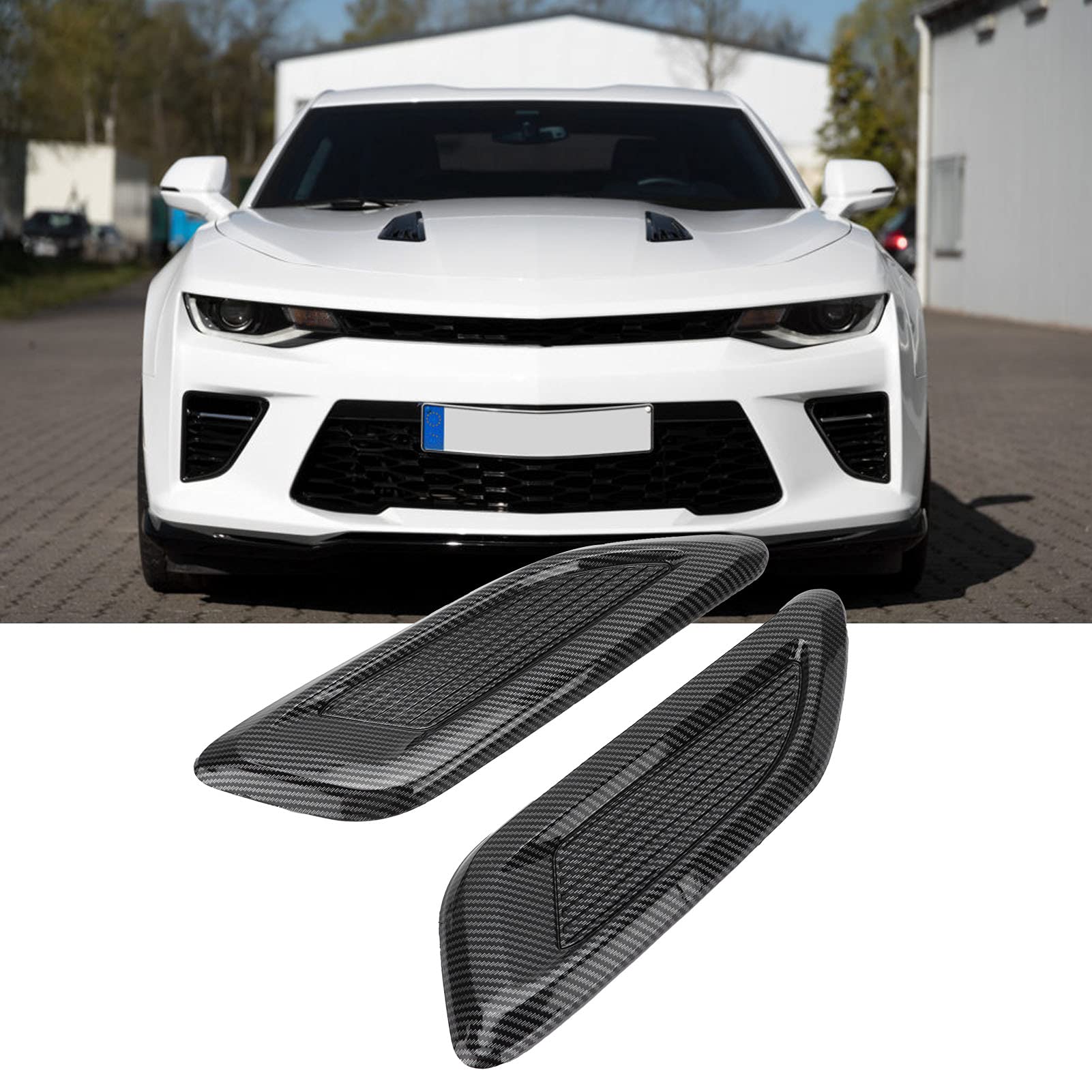 ZJchao Hood Air Outlet Cover, Hood Vent Trim Exterior Decoration for Car(Carbon fiber)