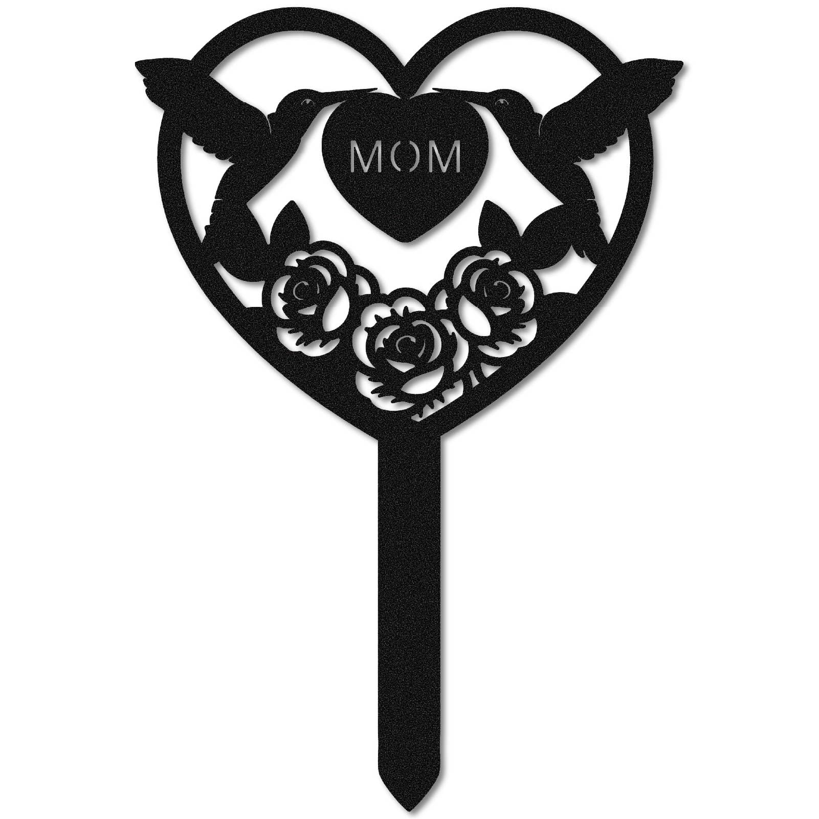 CREATCABIN Mom Grave Decorations Memorial Metal Stakes Flower Bird Heart Shaped Sympathy Grave Markers Cemetery Garden Stake for Mom Remembrance Plaque Outdoors Yard Graveside Decor 8.7 x 5.9 Inch