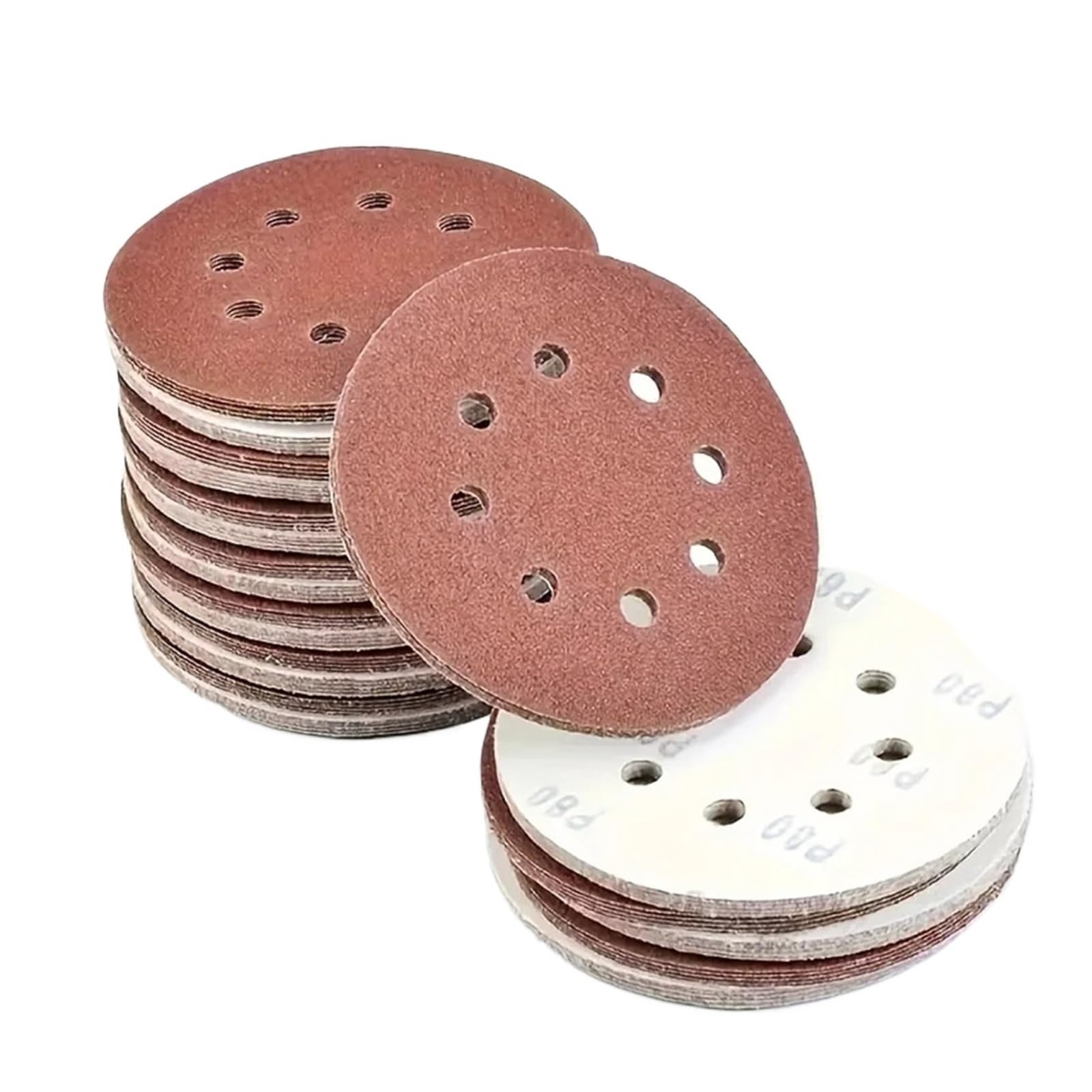 100 piezas de papel lija 8 agujeros 5 pulgadas-grano 120/150/180/240/320/400/600/800/1000-para lijadoras orbitales aleatorias Para Lijadora(Red-p150)
