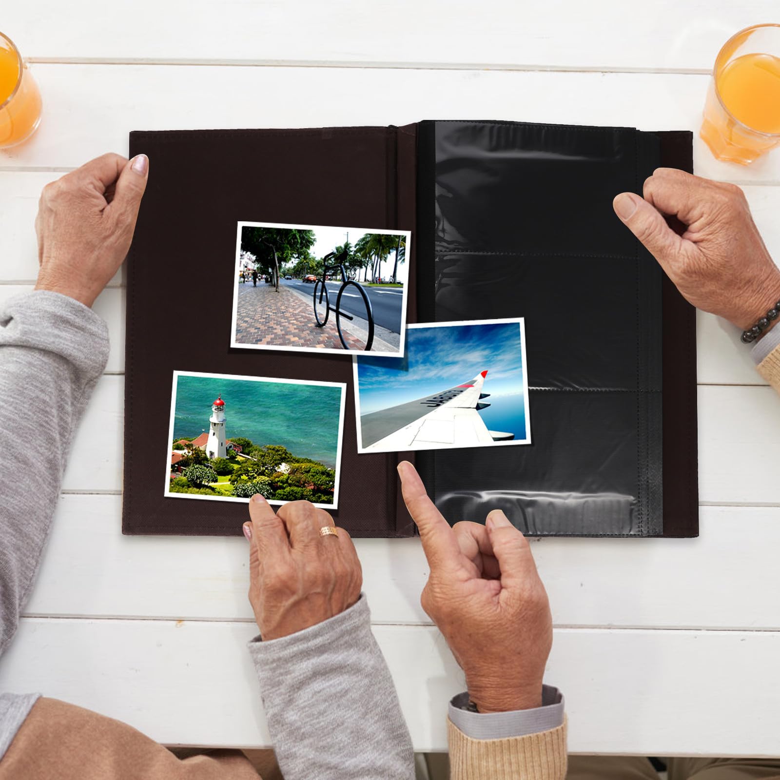 Hemobllo Álbum de Fotos PU Leather A6 con Fundas para Postales DIY