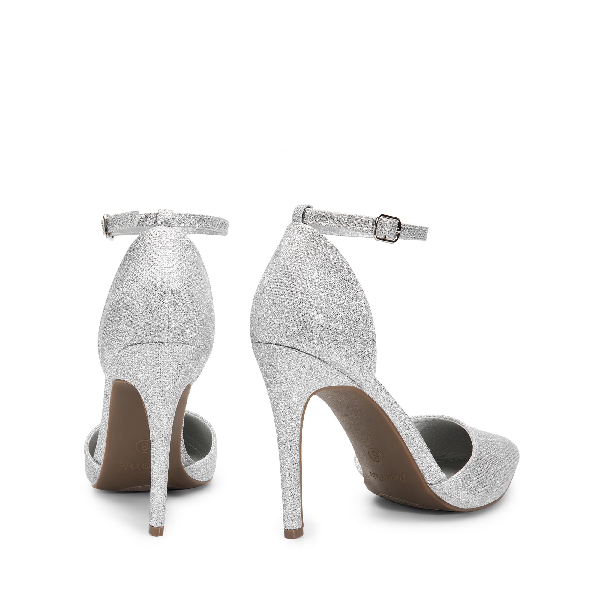 DREAM PAIRS Damen Pumps mit spitzer Zehenpartie Knöchelriemen hoher Absatz Stiletto-Absatz Hochzeitsschuhe Brautschuhe