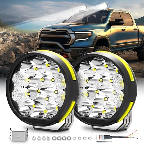 Miniatura 1 de (2 unidades) Luz LED todoterreno de 5 pulgadas, 300 W, 34,000 lm con luz diurna lateral, luz blanca, 3 modos de luces superbrillantes para camiones,