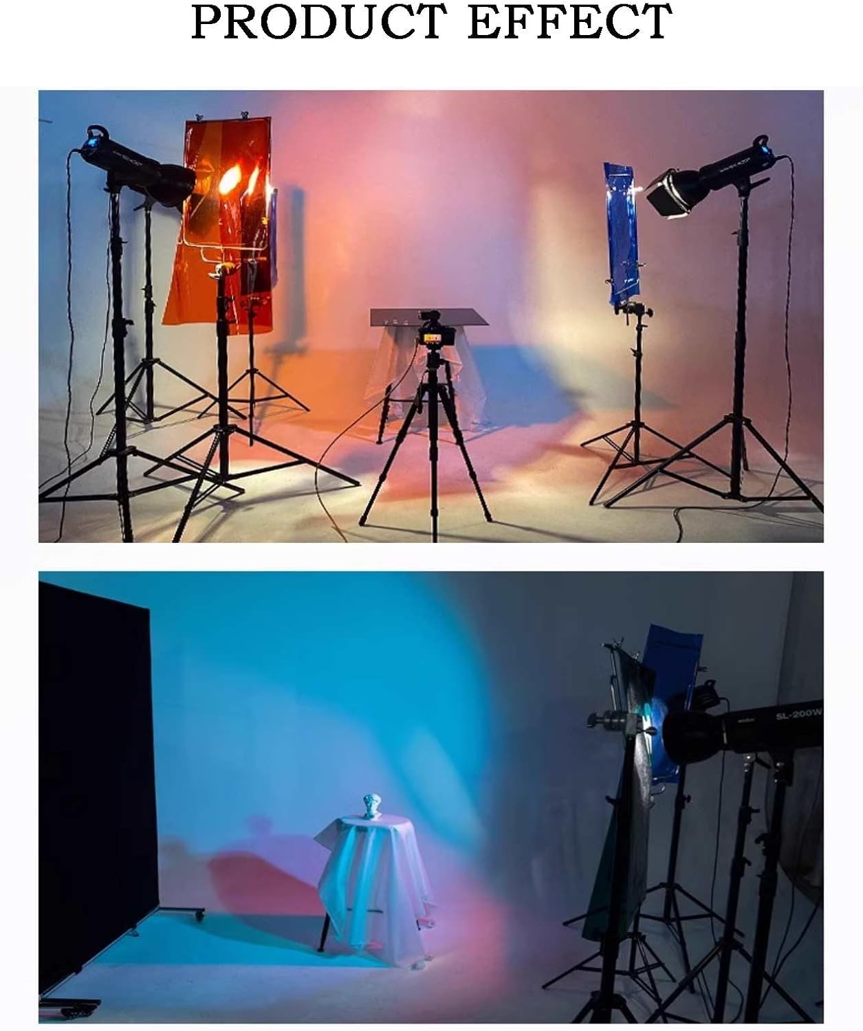 8 Pcs Color Correction Light Gel Filter Kit Full 1/2 1/4 1/8 Orange Blue,Colored Film,Color Gels for Lighting Photography Studio Led Photo Video CTO CTB image 5