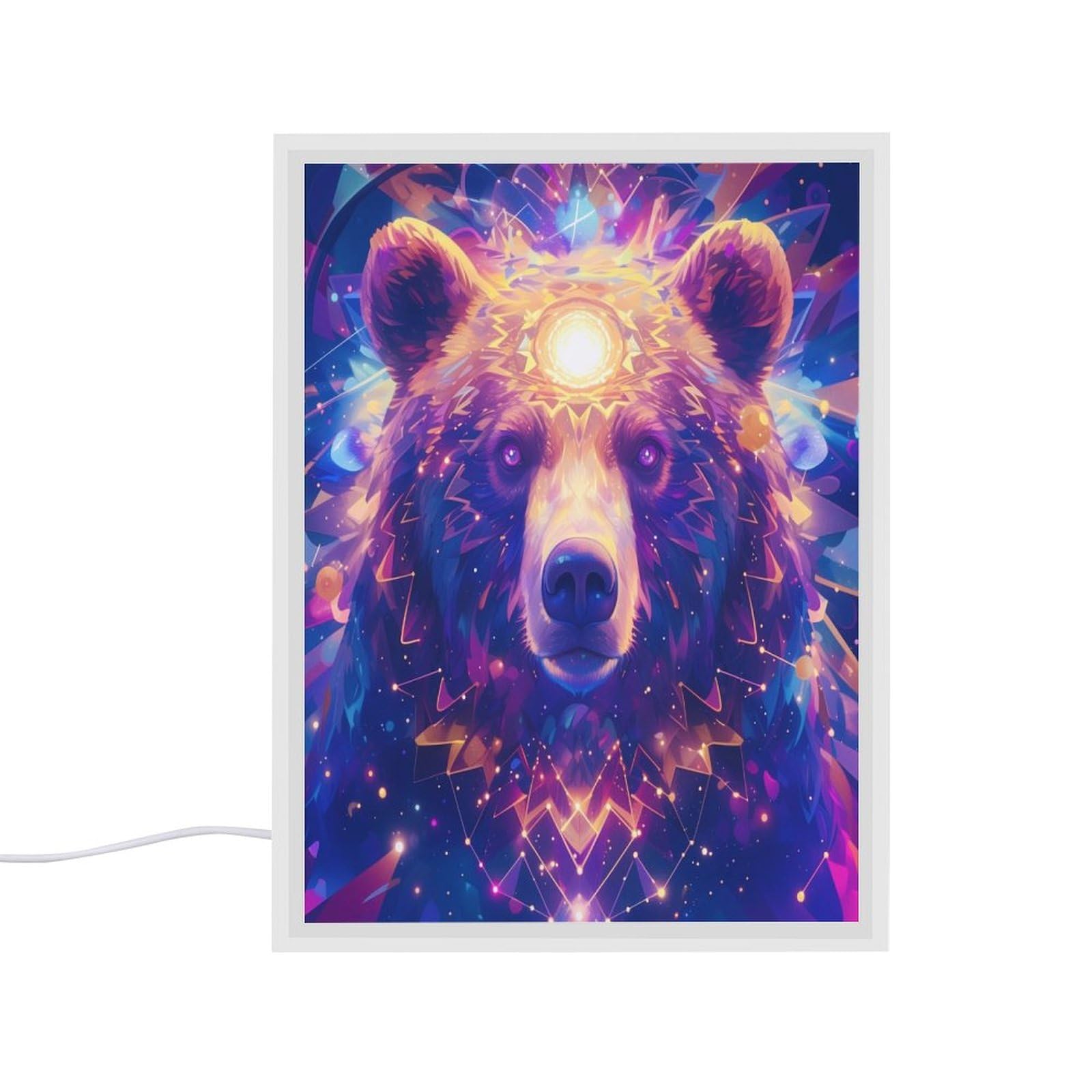LED Mirror Nightlight Birthday Galaxy Bear Acrylic Night Light USB Tricolor Dimming Table Lamp Children Gift Mood Light Room Decor Button Switch