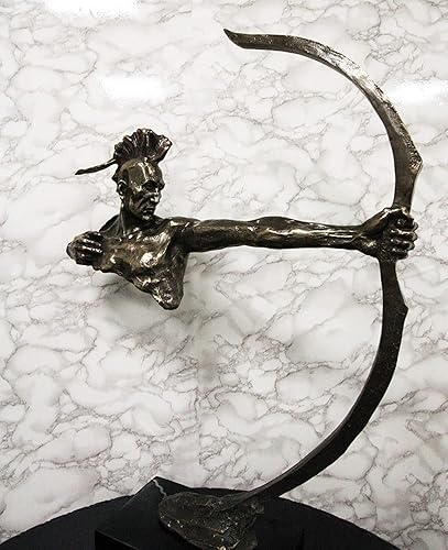 Miniatura 7 de Ebros Gift Gran escaparate de museo de 32 pulgadas de alto, diseño de guerrero indio sioux con arco y flecha, estatua de arquero de arco corto con