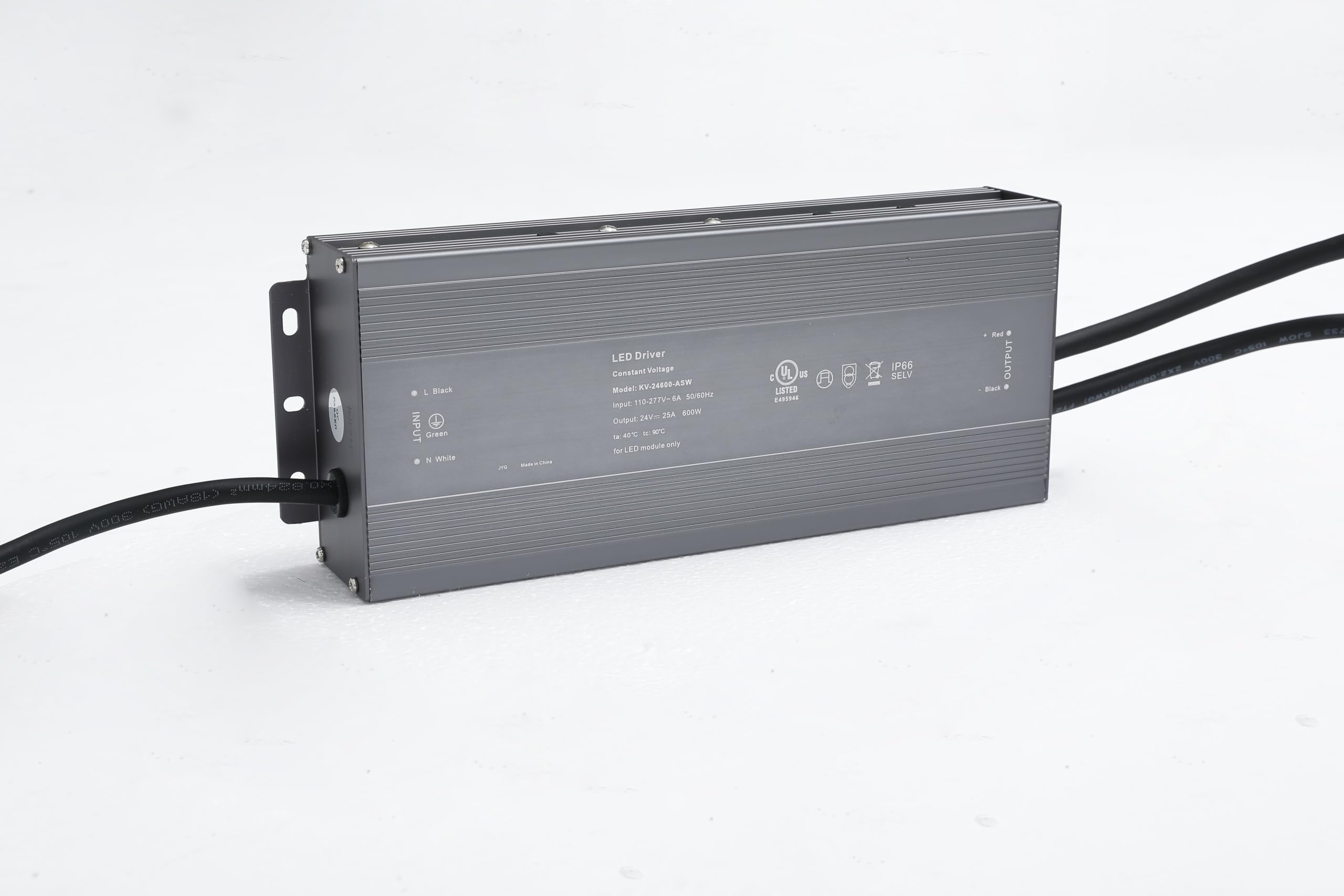 600W 24V LED Power Supply, IP66 Waterproof Outdoor Driver, AC 100-277V to DC 24V 25A Low Voltage Transformer with UL Certification for LED Light, Computer Project, 11X6X2 Inch