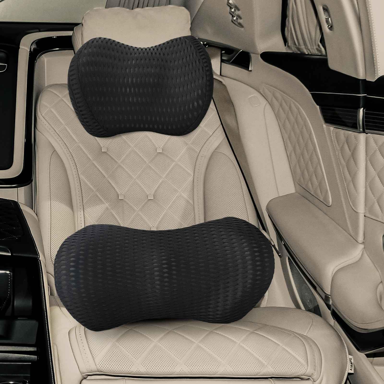 Cojín Cervical, Cojín Dorsal Negro Espuma con Memoria de Forma, Cojín de Apoyo Lumbar para Oficina, Silla, Sillón, Cama y Sofá
