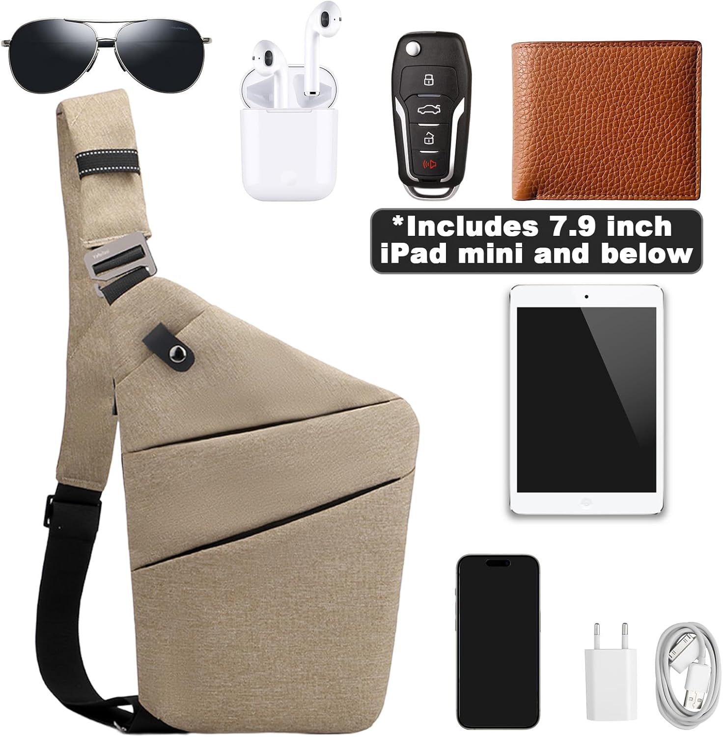 Anti Theft Travel Bag, One Shoulder Large Capacity Cross-body Bag Chest Fashion Lightweight Sling Bags for Travel Sports - Image 4