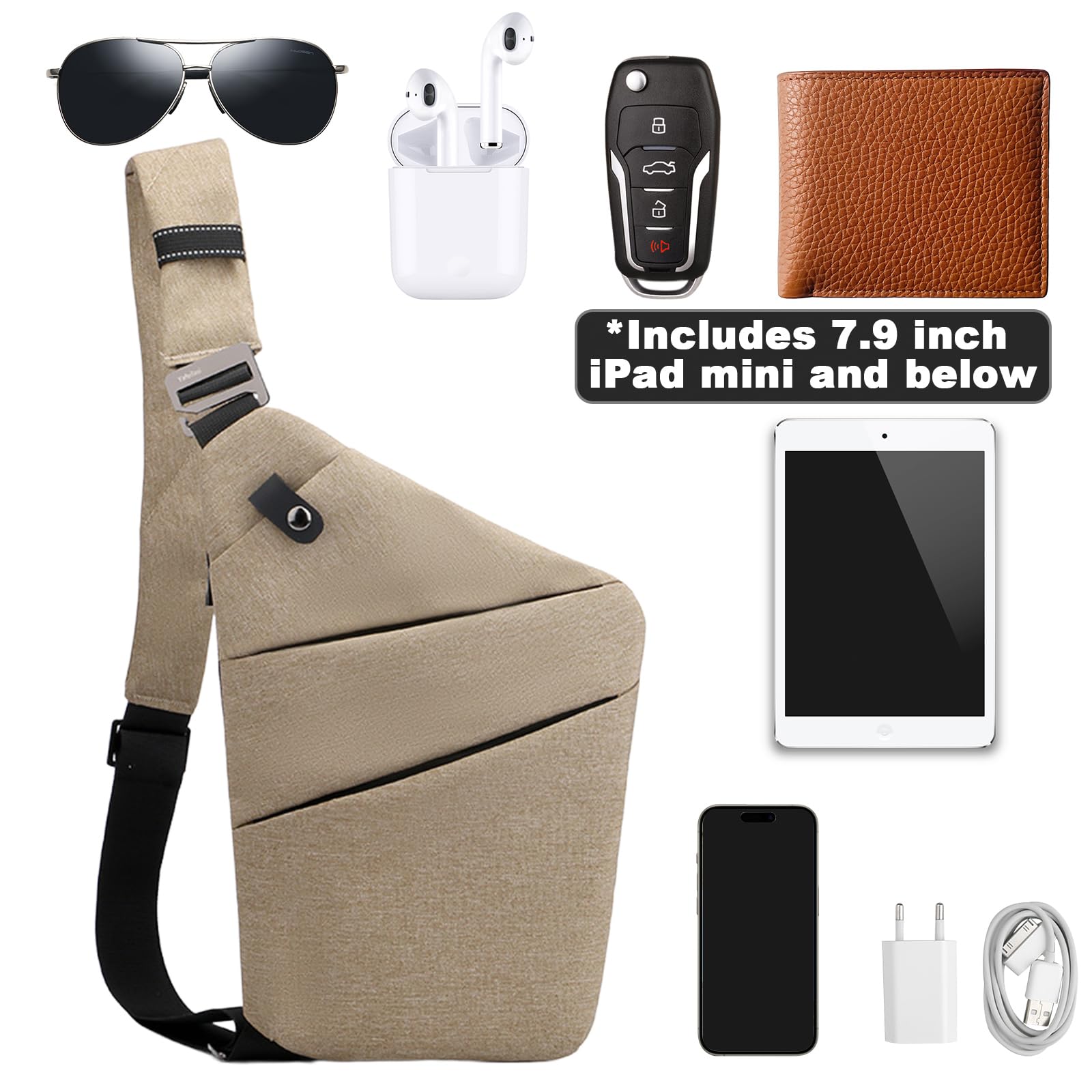 Borsa da viaggio antifurto, monospalla di grande capacità, borsa a tracolla al petto, alla moda, leggera, per viaggi e sport