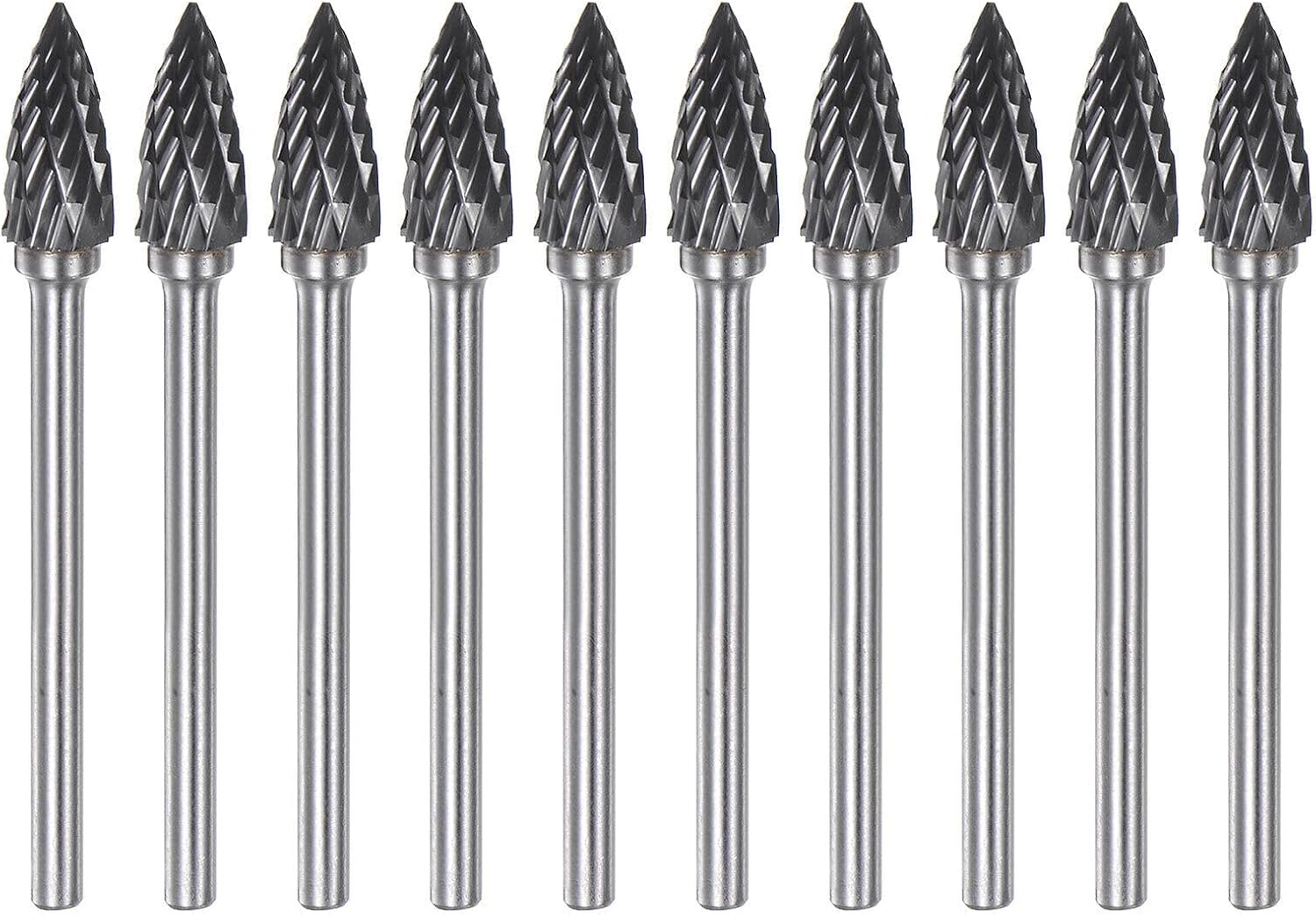 Toolparts And Accessories 10pcs 1/4" (6mm) Head 1/8" (3mm) Shank G-Shape Double Cut Carbide Rotary Burrs (#CN#130824-03290)