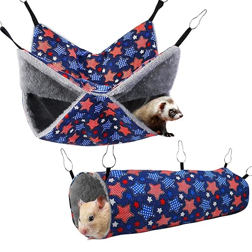 petonfun Ferret Rat Hammock Set Guinea Pig Hideout Bed,Soft Hamster