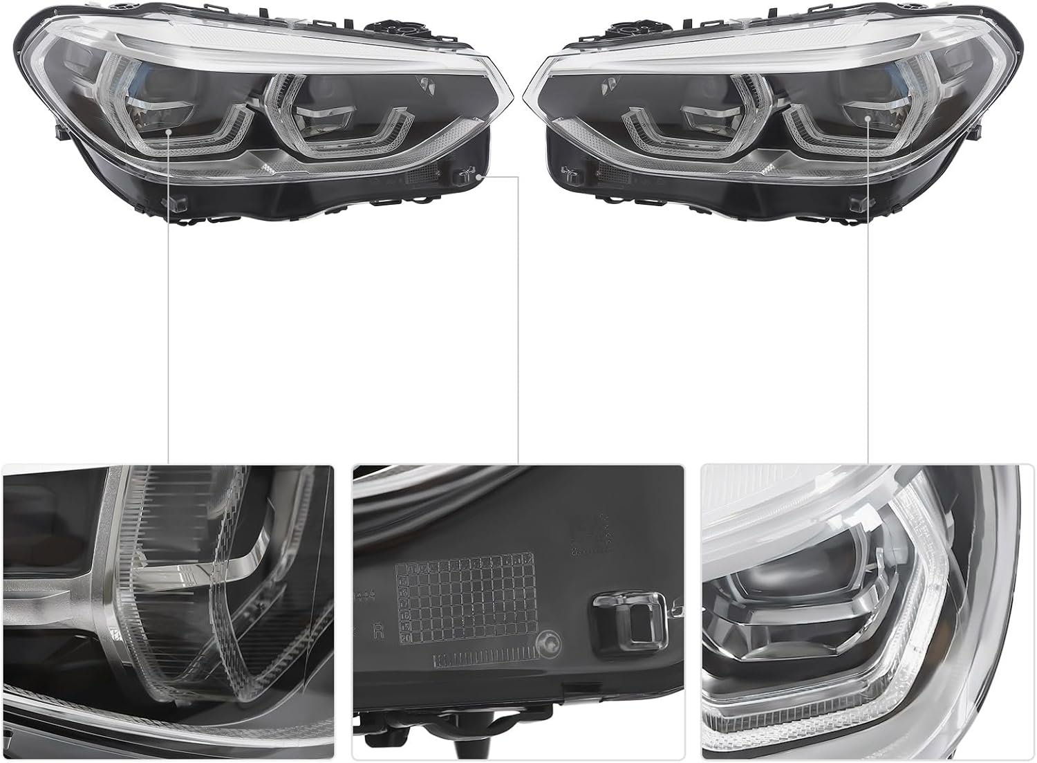 LED Headlight Assembly Left+Right Side for 18-21 BMW X3 X4 G01 G02 G08, Driver & Passenger Side Head Lights Direct Replacement Headlamps Assy Set Assembly (Left+Right)