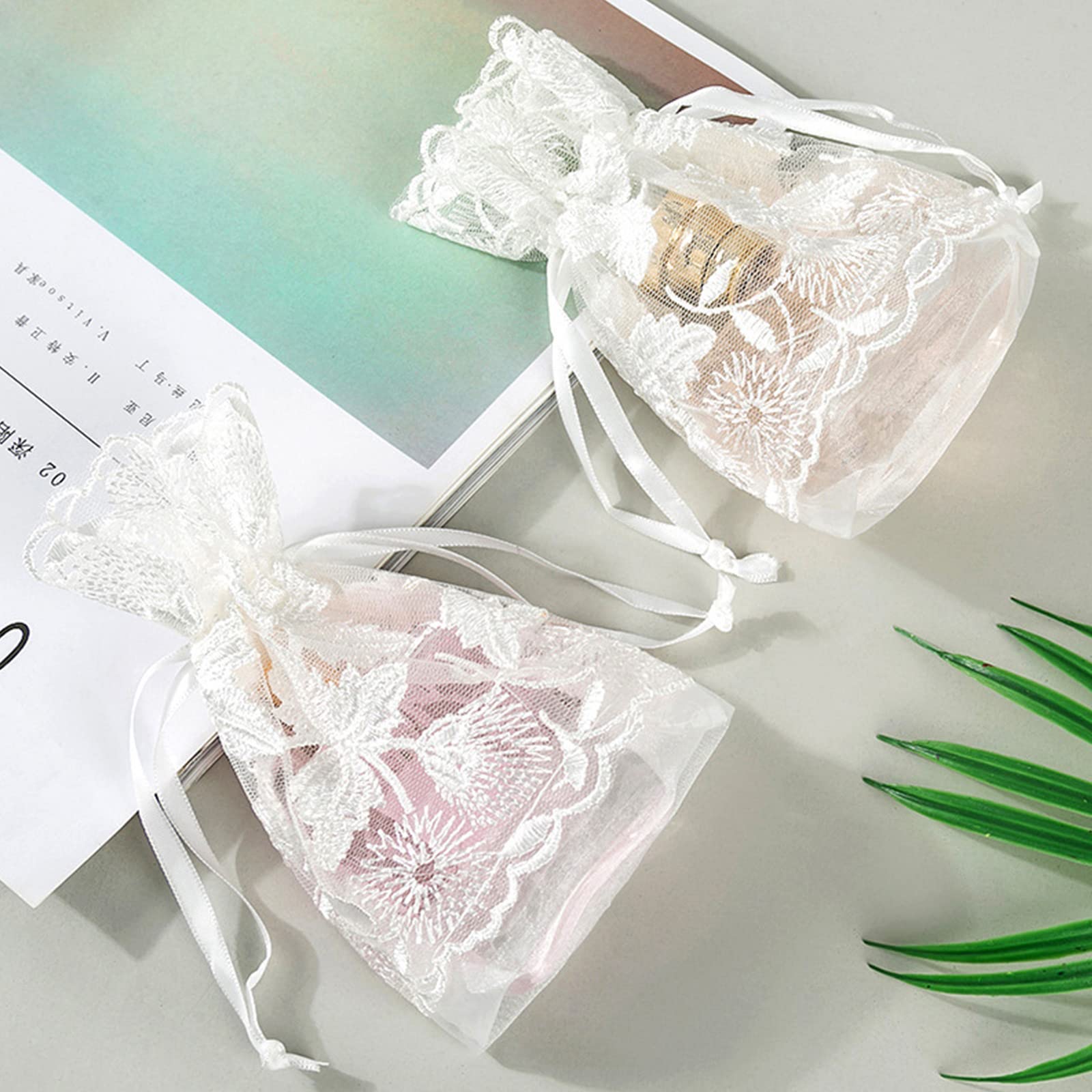 TATAFUN 100Pcs Sacs Organza 8x10cm Sachets Pochettes Cadeau En Organza Blanc Ave