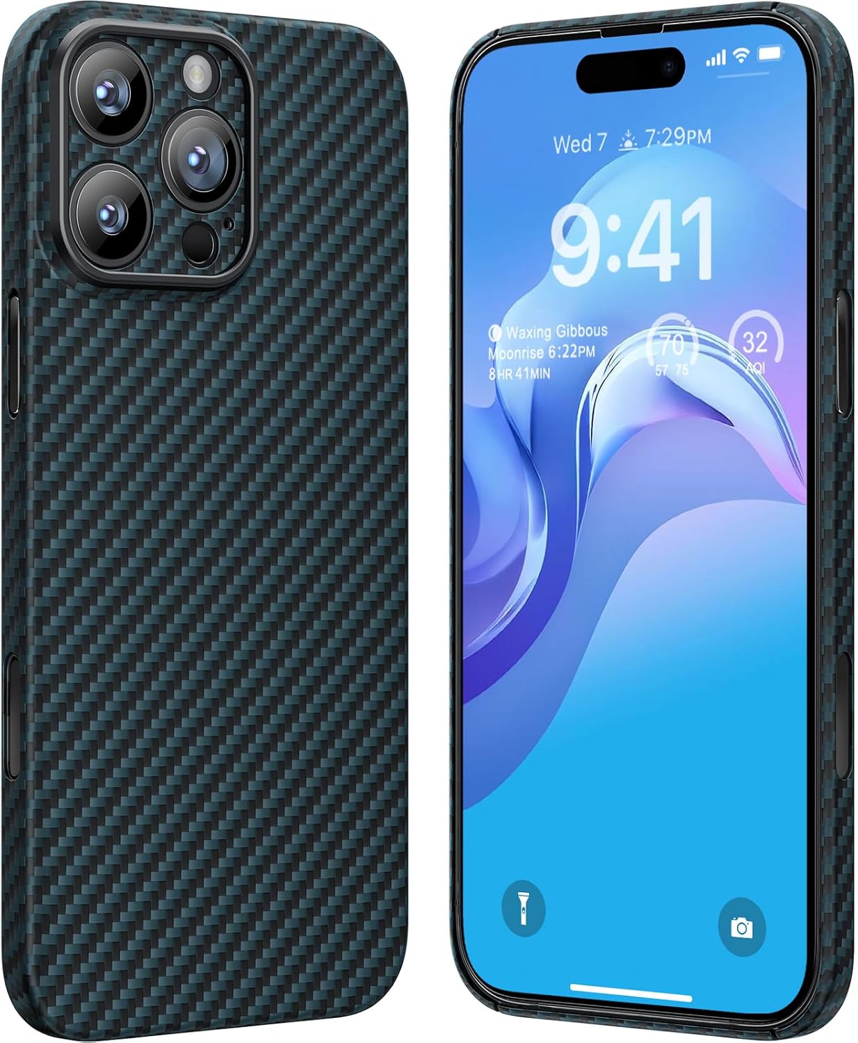 memumi Real Aramid Fiber for iPhone 16 Pro Max 6.9inch Case, [NO-case Feeling] Aramid Fiber with 0.5mm Slim Case for iPhone 16 Pro Max Thin and Minimalist Design, Rays of The Setting Sun
