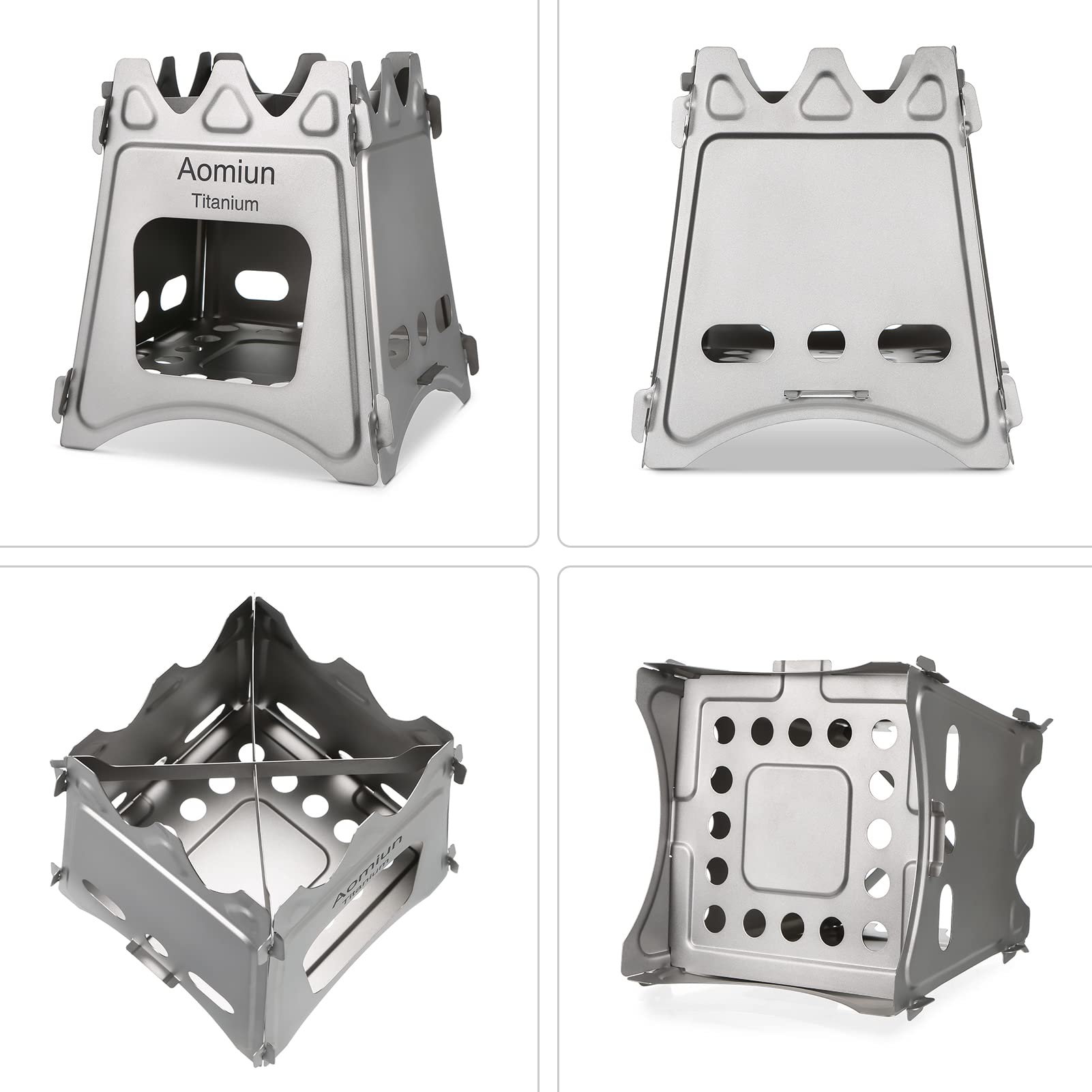 Réchaud à Bois de Camping, Poêle à Bois en en Titane Compact et Pliable pour Camping en Plein Air, Pique-nique