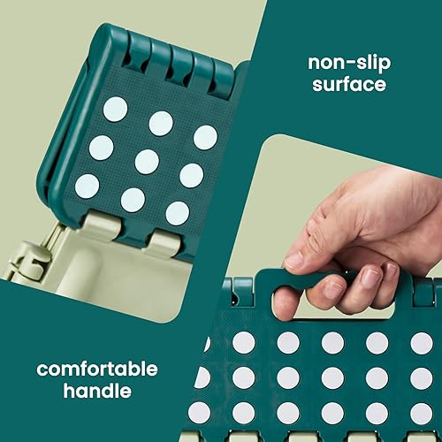 Miniatura 249 de Taburete plegable resistente de alta calidad de 13 pulgadas de altura para adultos, taburete de cocina, jardín, baño, color blanco Blanco,Bicolor