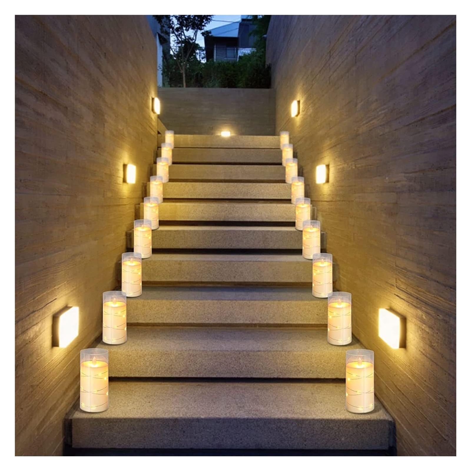 Candele senza fiamma Confezione da 3 lucine natalizie Candele LED, angolo di visione di 360 gradi, con luci stellate, con telecomando a 10 tasti e funzione timer, Fiamma danzante, Cera vera