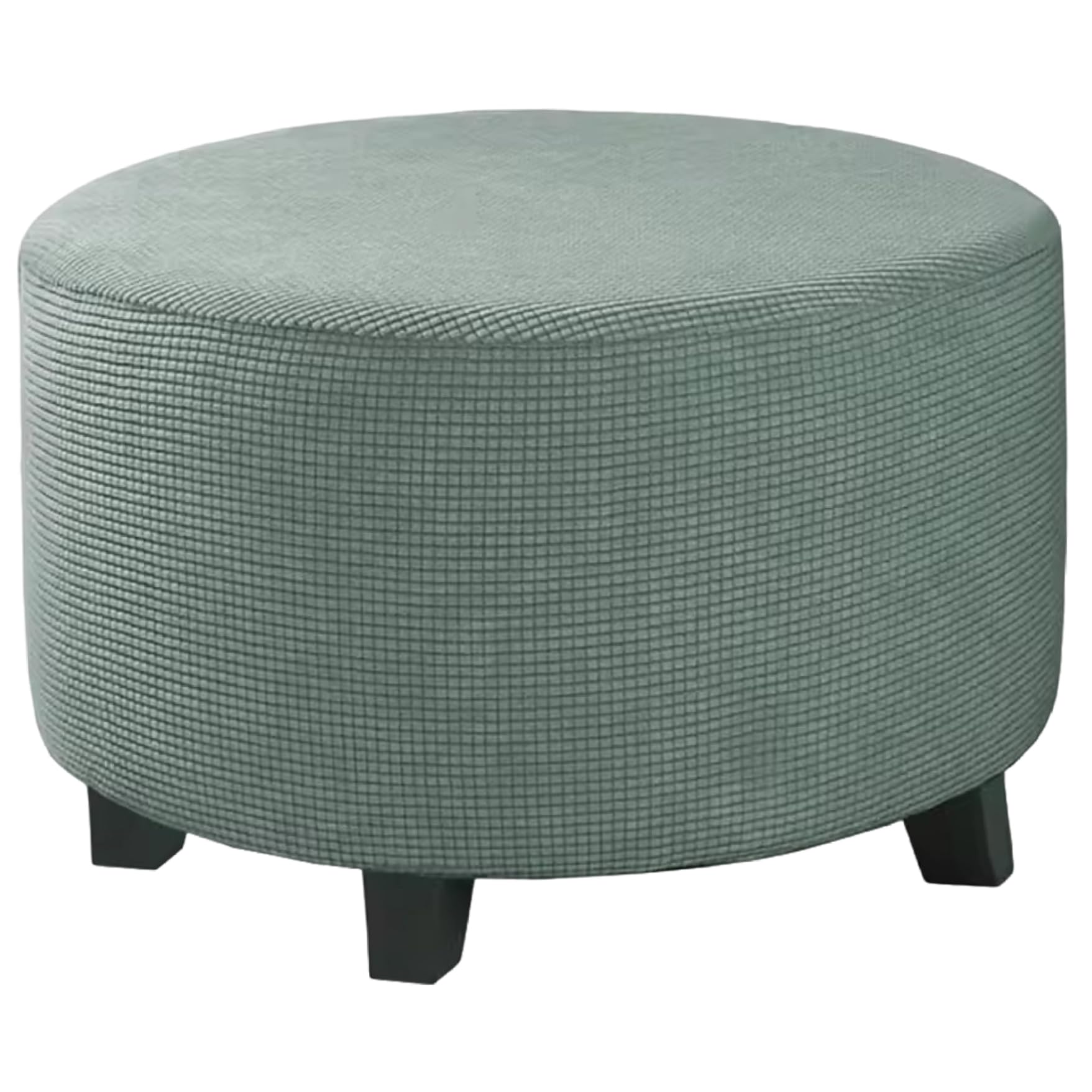 Housse de pouf jacquard haut de gamme extensible vert pour grand repose-pied rond