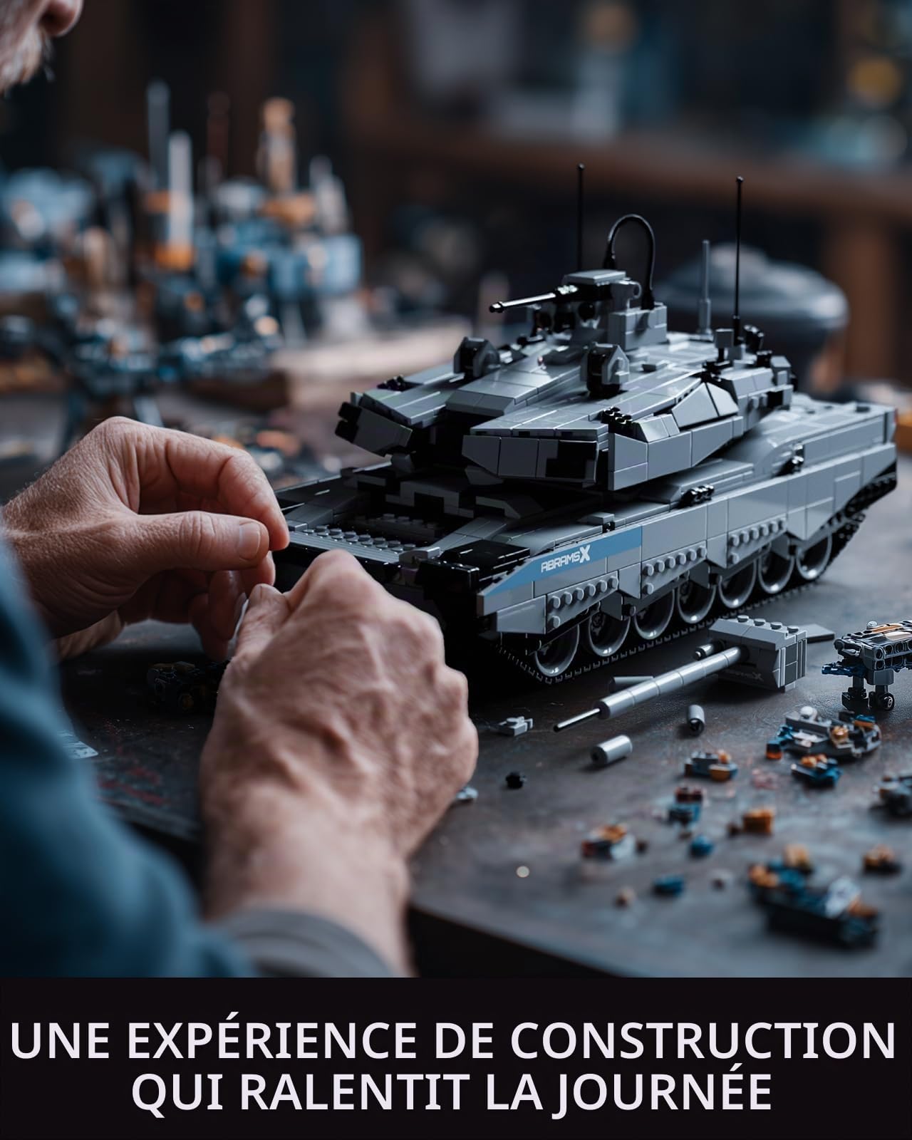 Nifeliz Abrams X Kit de Construction de Char pour Adultes, Modèle de Char Militaire à Construire pour Les Passionnés de l'Armée, Décoration & Cadeau (2136 Pièces, NF10300)