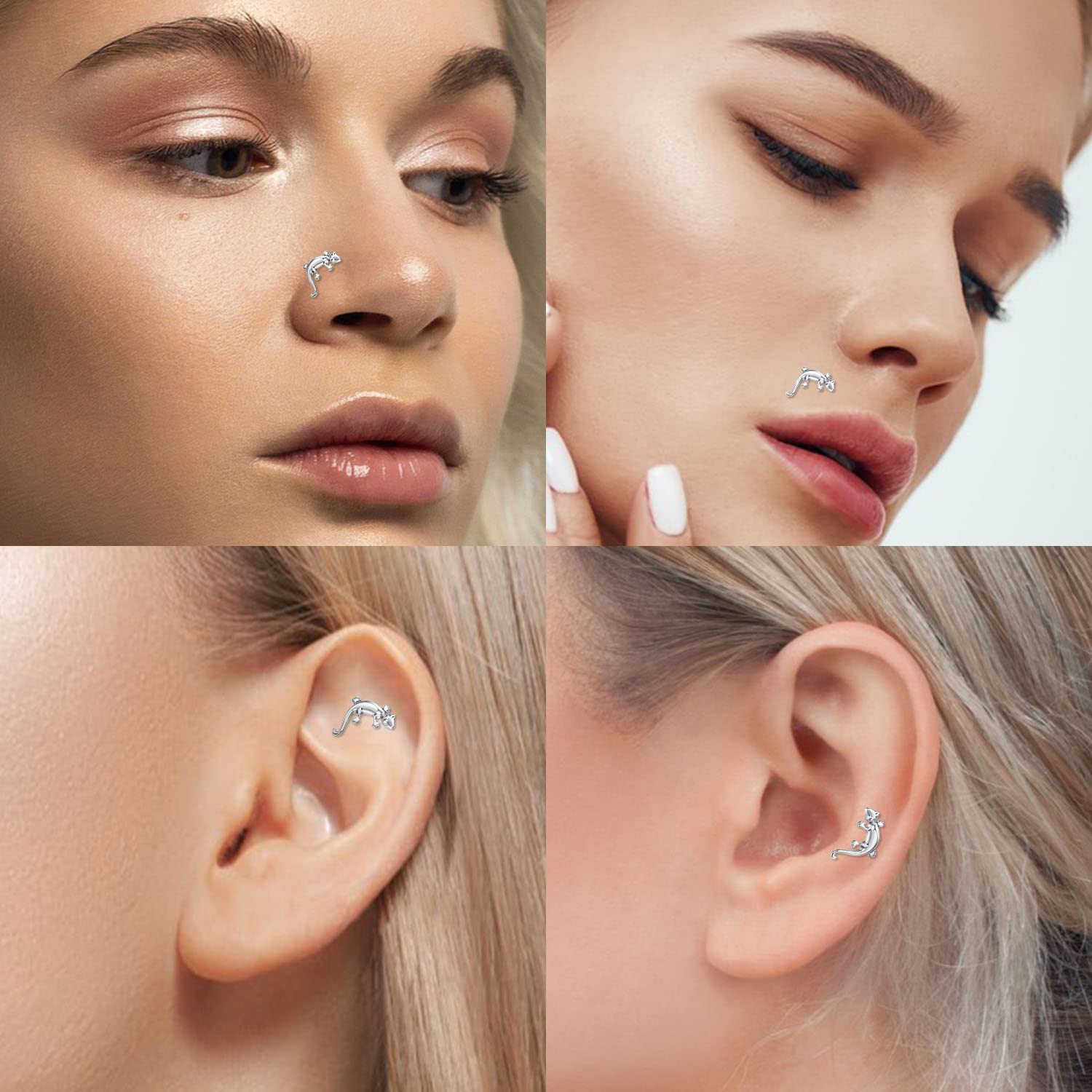 hengkaixuan 16G G23 Titan Flat Back Labret Studs Innengewinde Lippen Studs Tragus Piercing Monroe Medusa Lippenpiercing Silber Lobe Knorpel Conch Ohrring Schmuck 6 8 10 mm - 4