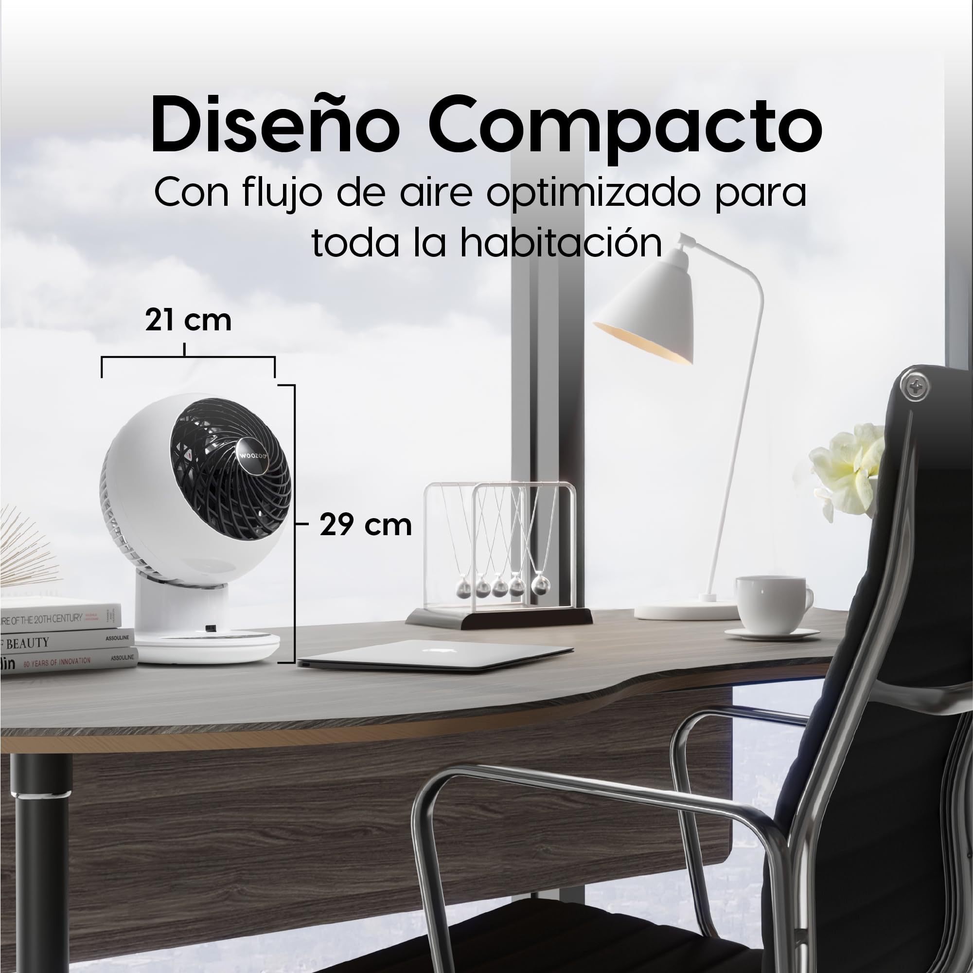 Iris Ohyama Woozoo, 30m², Ventilador de mesa, Blanco, 5 velocidades, Mando a distancia, Oscilación multidireccional, Silencioso, Potente, Escritorio, Portátil, Sobremesa, Fan, Ventoinha, PCF-SC15T