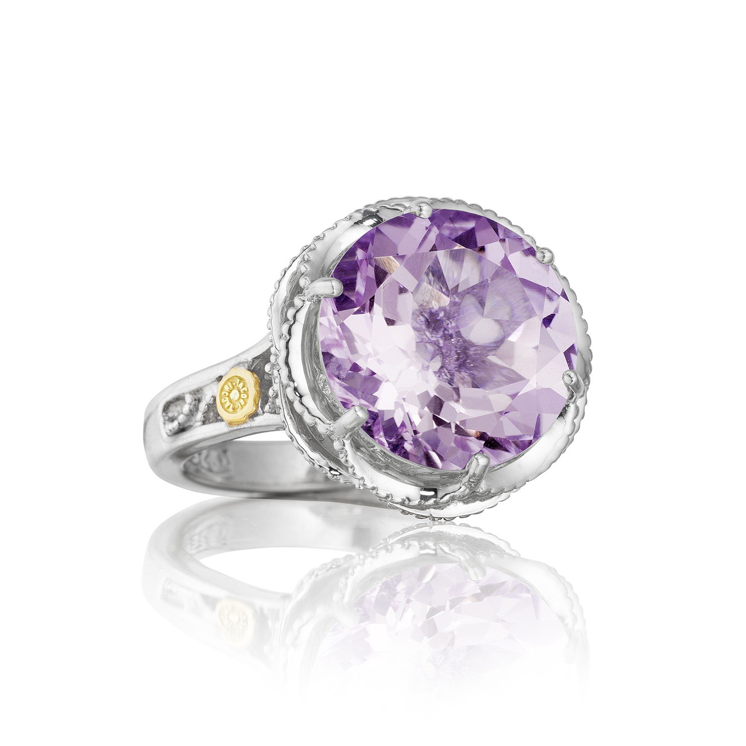 Tacori SR12301 Lilac Blossoms Sterling Silver Amethyst Crescent Gem Ring, Size 7
