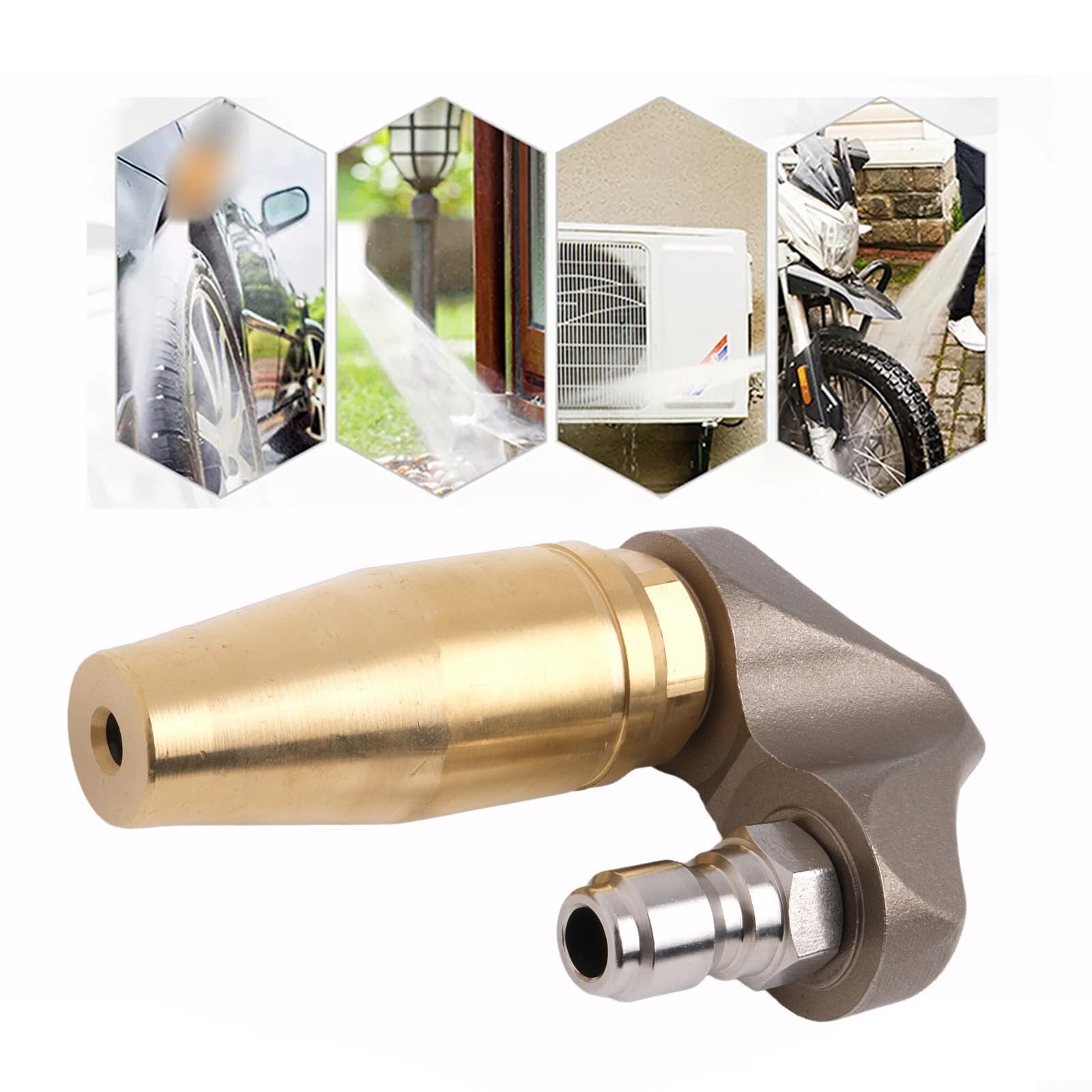 Boquilla de inyección inversa de acero inoxidable de 3/8 pulgadas, presión de limpiador de drenaje giratoria de 3000 PSI para lavadora, resistente a altas temperaturas