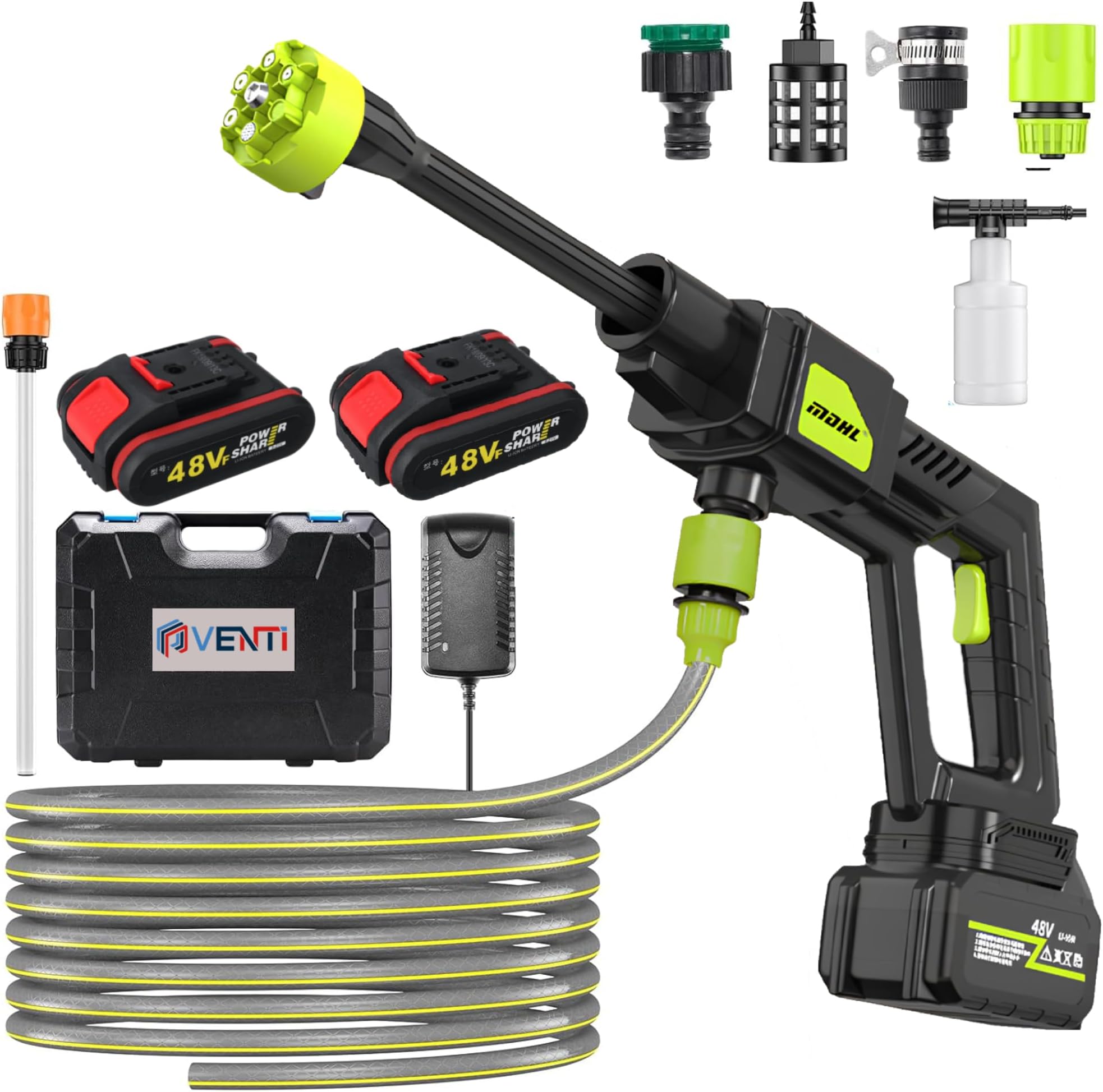 YOGIMOONI High Pressure Car Washer, Cordless 48V Powerful Washer Gun with Rechargeable Battery