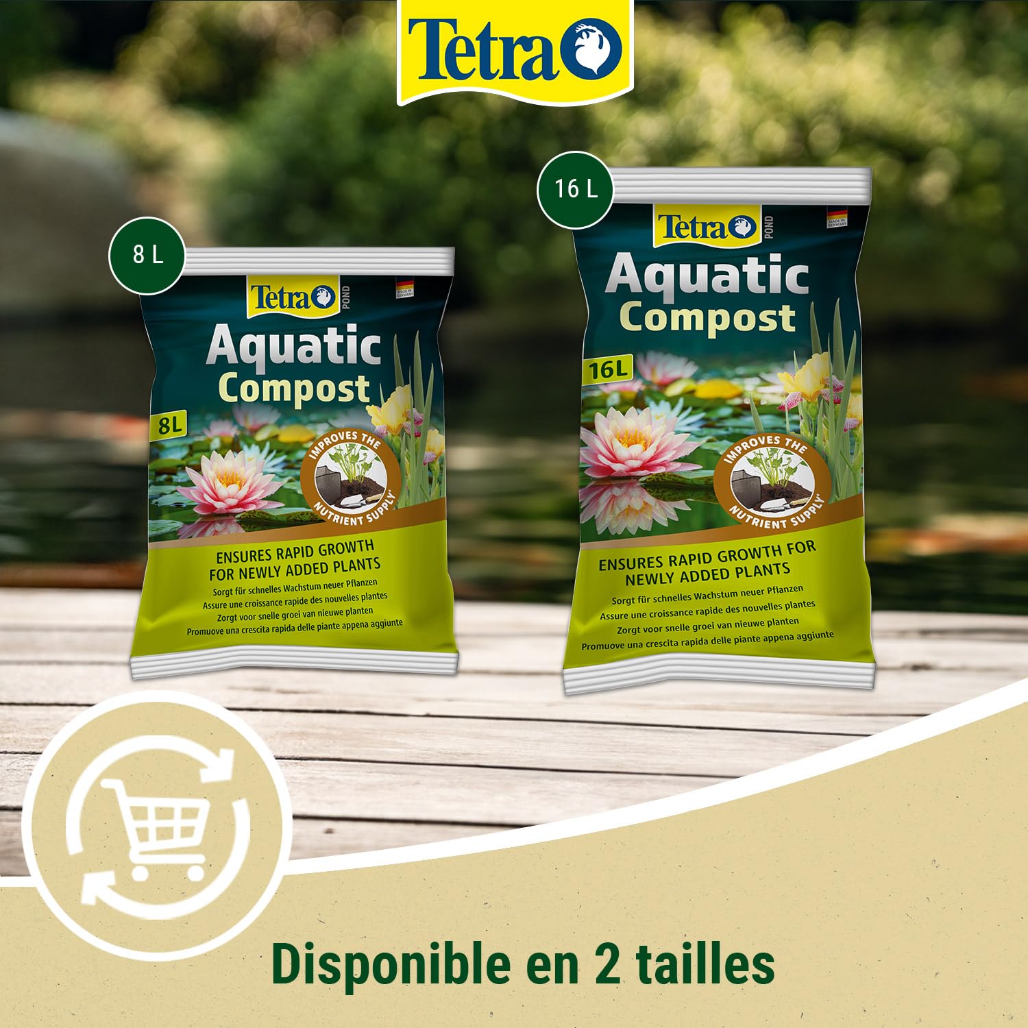 Tetra Pond AquaticCompost - Engrais, Terreau pour Fond de Bassin – Nutriments pour Plantes de Bassin de Jardin et d’Ornement - Favorise la Croissance des Plantes – 16 L