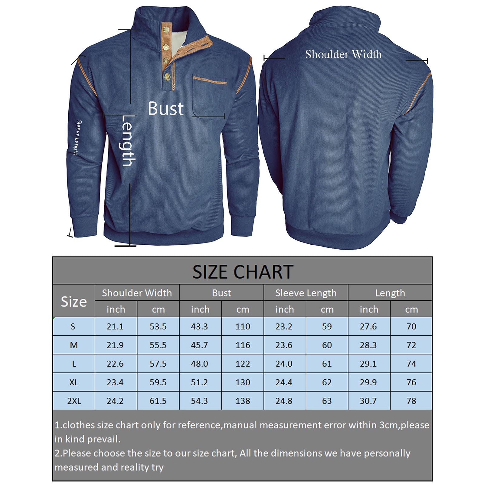 Sudadera para hombre de pana, suéter de invierno cálido para hombre, sudaderas con forro polar, suéter con 1/4 botón, cuello alto, jersey para hombre, monocolor, parte superior clásica