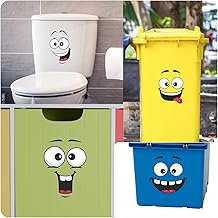 Happy Face DustBin Stickers [Waterproof] Photo Quality Wheelie Bin Decal, High tack (Sticky) Graphics DIY Peel & Stick Perfect for Childrens Toy Box & Other Home Projects. LaoGraphics®