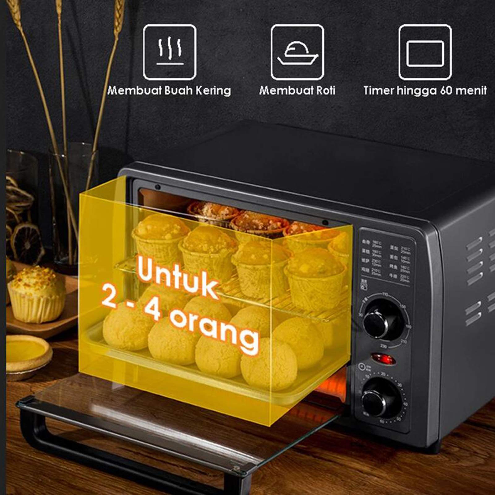 Wielofunkcyjny elektryczny minipiekarnik 1050W Domowe pieczenie Mały grill Piekarnik Fermentacja w niskiej temperaturze w 30 stopniach na pachnącą herbatę Suszone owoce Suszone mięso Grill