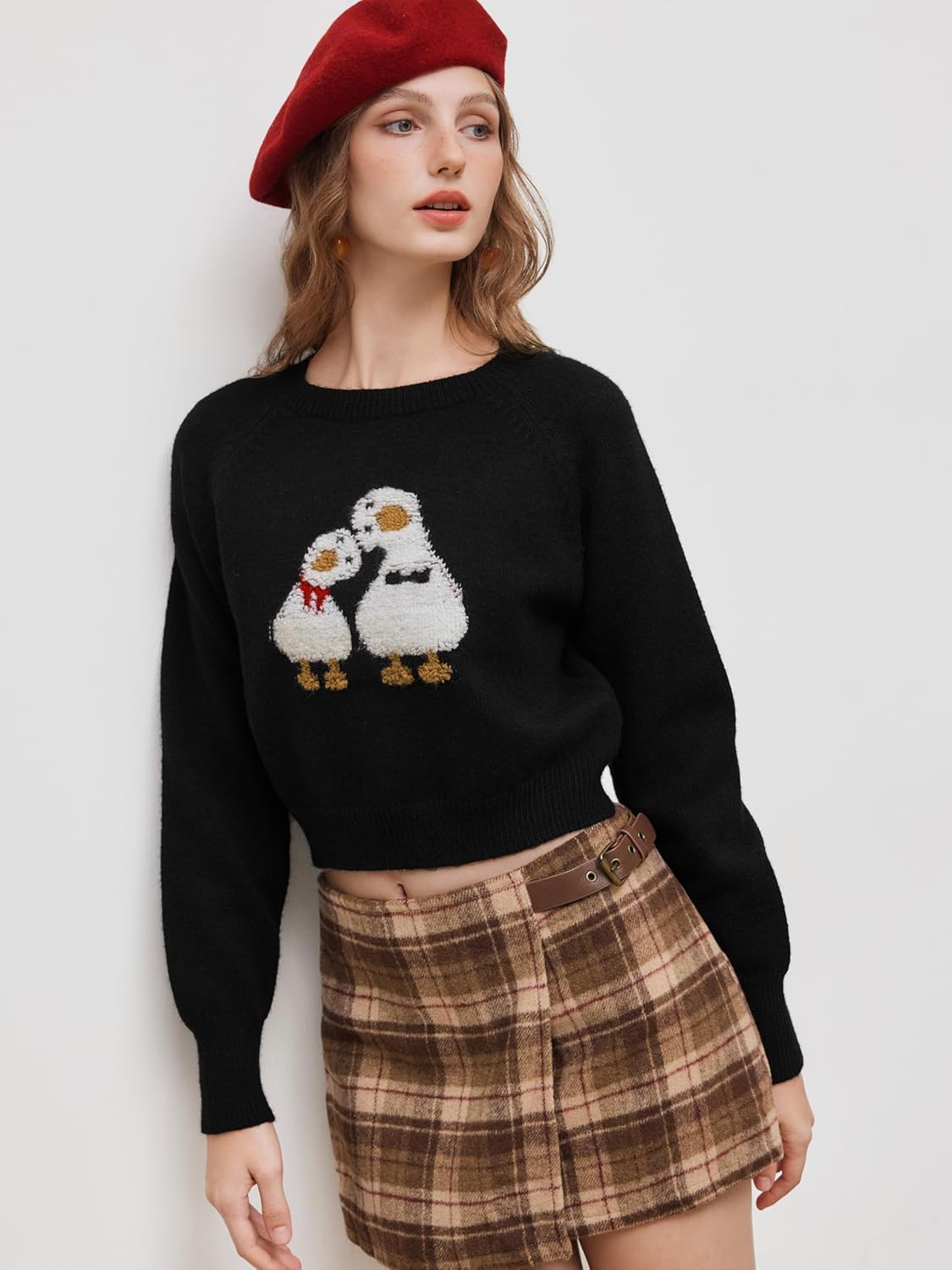 CIDER Oversized Sweater for Women Crew Neck Long Sleeve Knit Ducks Graphic Trendy Pullover Top Loose Fit - Image 2