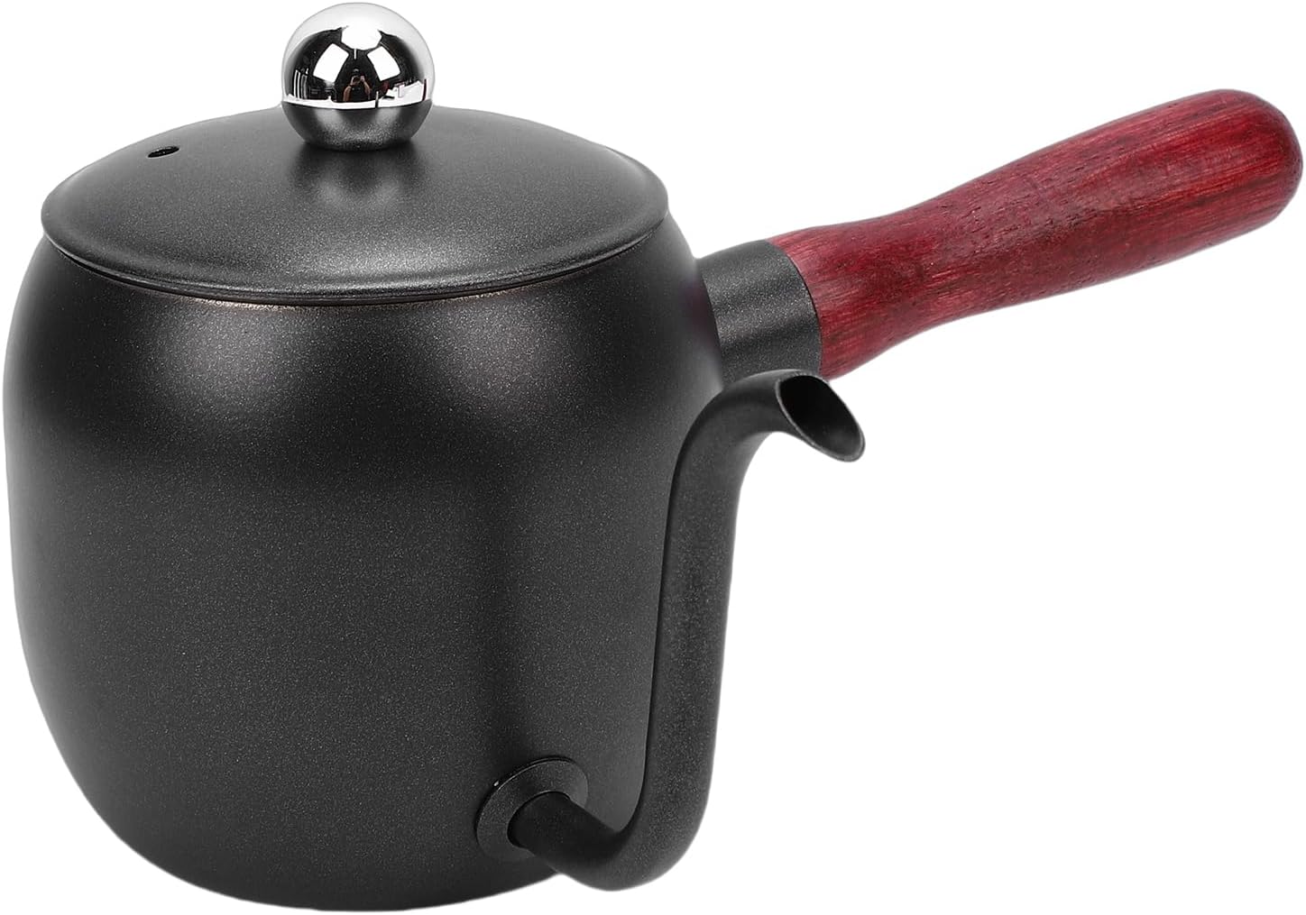 Pour Over Kettle, 500ml Stainless Steel Gooseneck Spout for Precise Pouring Gooseneck Kettle, Long Spout with Wooden Handle and Portable Design for Travel Camping Outdoor (Black)