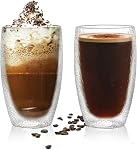 Mug à café à double paroi, mugs à café transparents, tasse à café en verre de 12oz avec poignée, tasse à cappuccino de 350ml, tasses à latte, 4 pièces