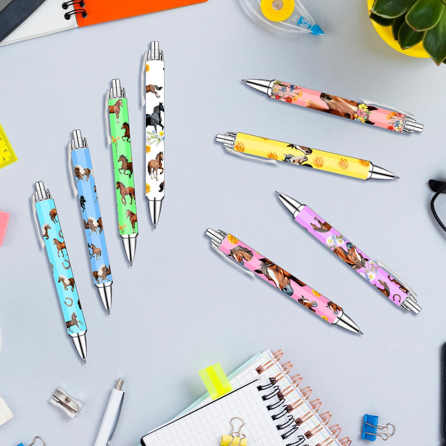 Horse Theme Ballpoint Pens Set – Aesthetic Horse Design Pens for Office, Journaling, and Stationery Lovers – Smooth Writing Pens for Daily Use, Notes, or Gifts – Stylish Animal Inspired Design, 8 Pack image 4