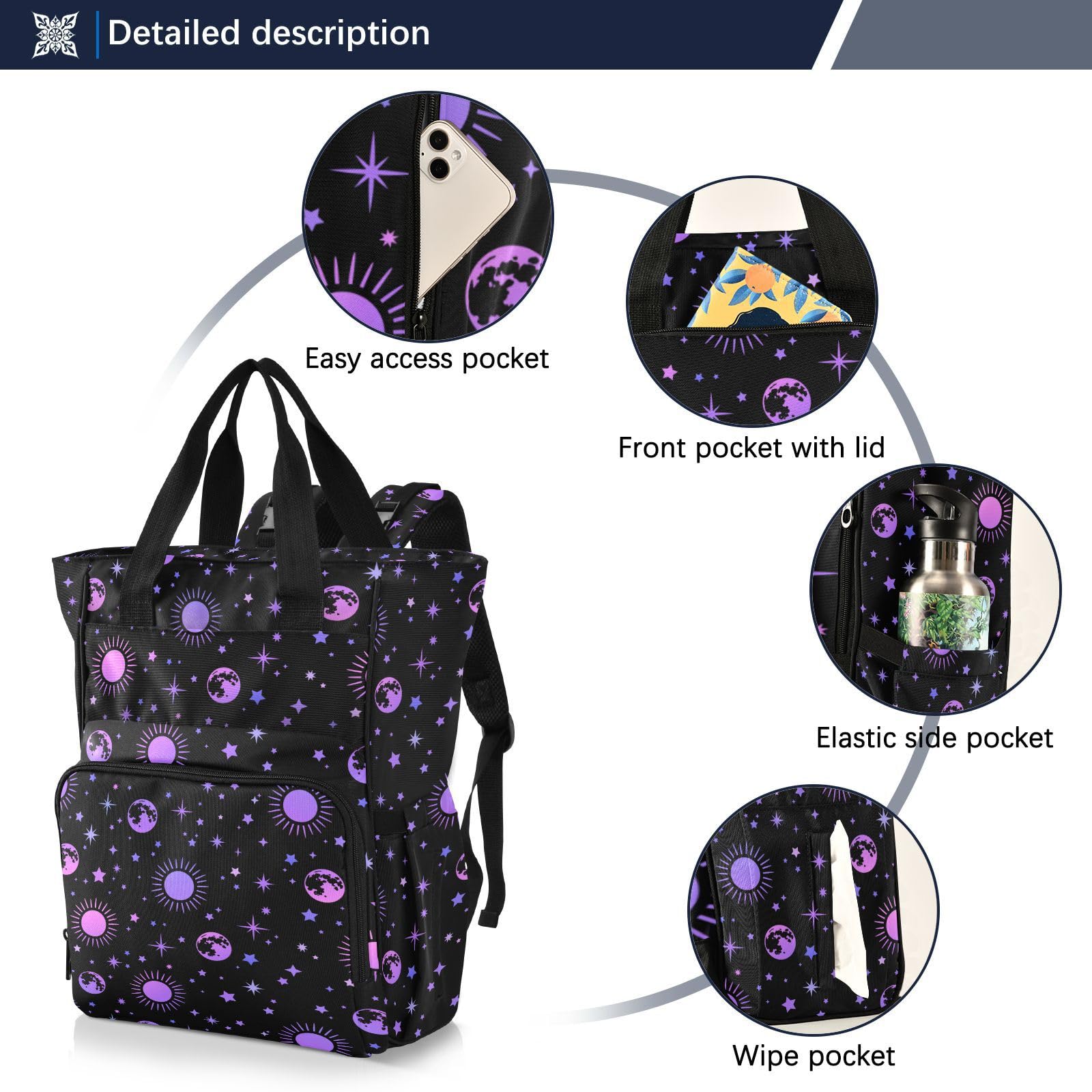 ALAZA Zaino per il cambio del bambino, borsa fasciatoio con scheletro surfista surf borsa multifunzionale per pannolini tote grande capacità mamma papà zaino