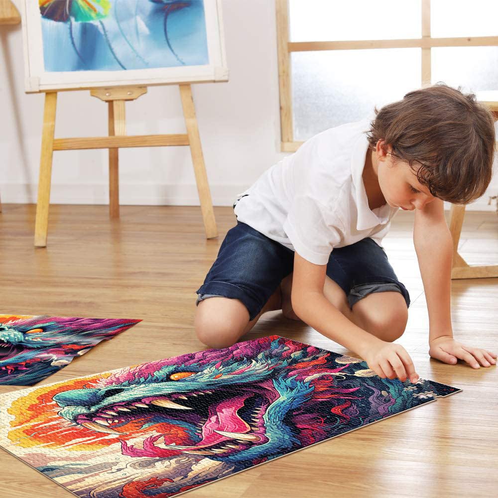 Puzzle da 2000 pezzi per adulti, puzzle di cartone animato bestia con pezzi di forme casuali completamente ad incastro, 27,56 "x 39,37"
