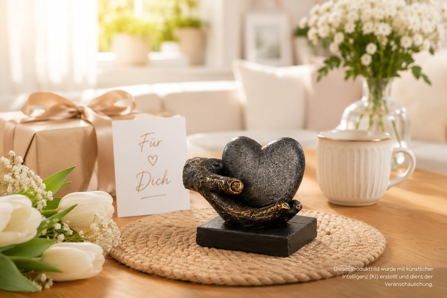 Personalizado corazón figura mano escultura grabado hasta 15