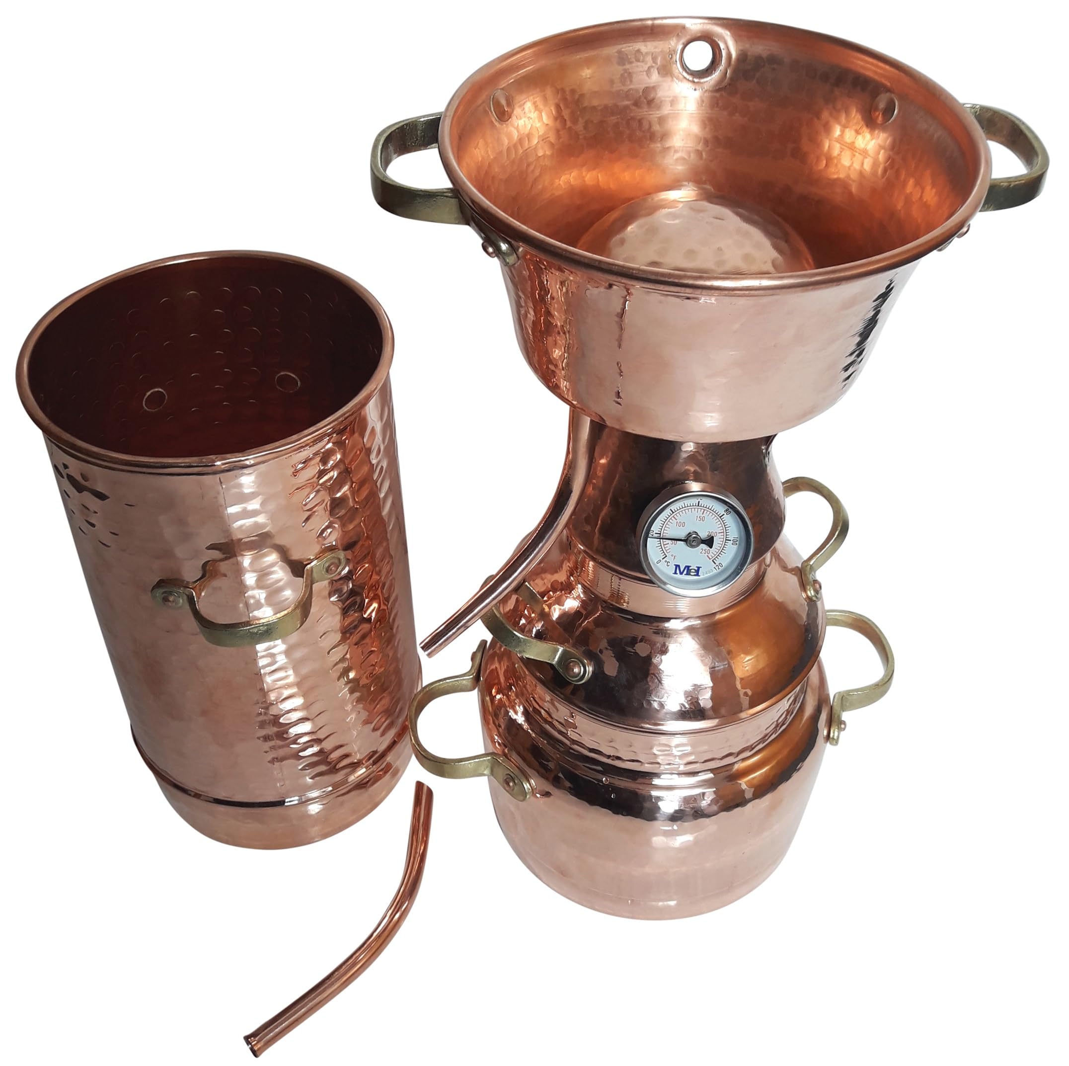 2L Alquitara Destille mit XXL-Kolonne | Destillieranlage zur Herstellung ätherische Öle (inkl. Thermometer)