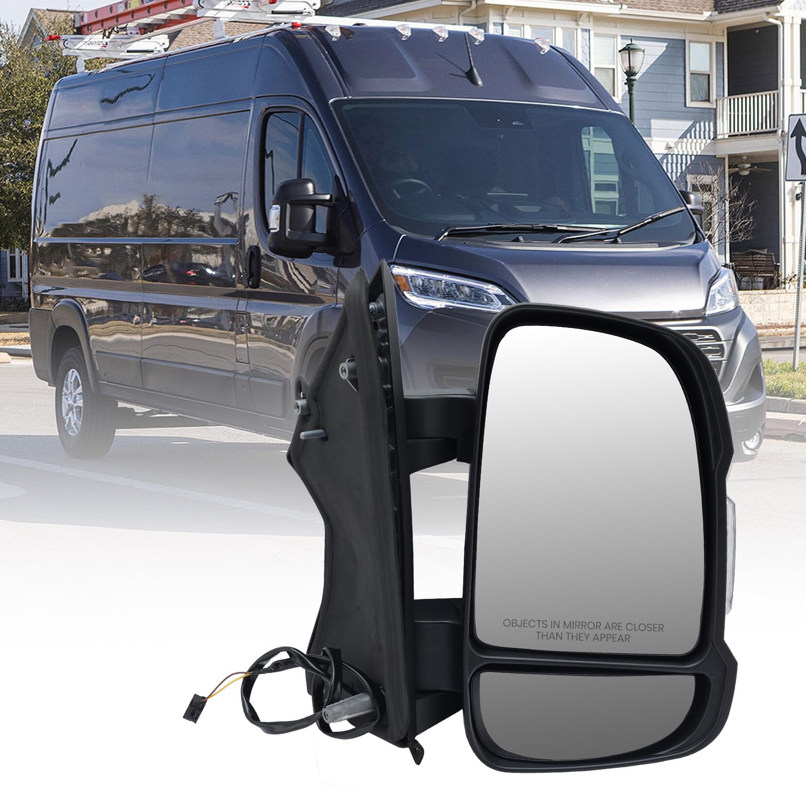 SIMILAR PRODUCT Passenger Side Mirror for with 2014-2024 Ram Promaster 1500/2500/3500,Mirrors with Turn Signals Light,Temperature Sensor,Without Power Glass,Replaces# CH1321417 5VE98JXWAB(Short Arm)2Pins