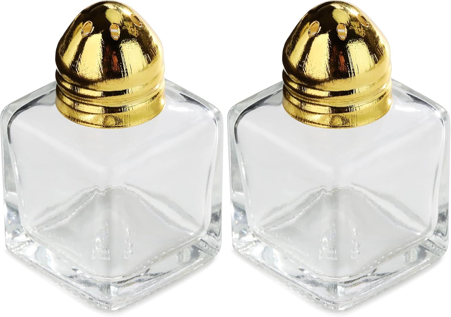 New Star Foodservice 22223 Glass Cube Mini Salt and Pepper Shaker with Gold Plated Top, 0.5-Ounce, Set of 48 (Pack of 2)