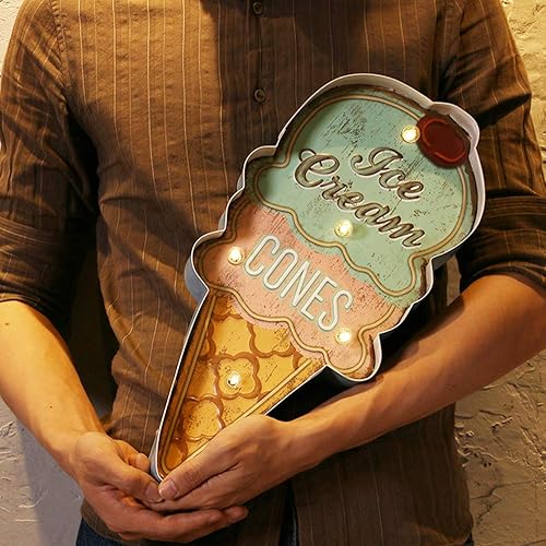 Miniatura 5 de Letrero de metal LED decorativo de barra LED de luz de pared (helado de lujo)