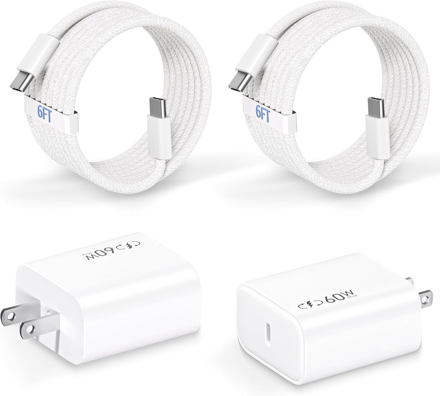 40W-60W Apple Dynamic Power Adapter,Fast USB C Charger 2Pack iPhone Charger Fast Charging 6FT Type C Braided Charging Cables for Apple iPhone 17/17E/Air/17 ProMax/16Pro/16e/15Plus,iPad Pro/Air,AirPods